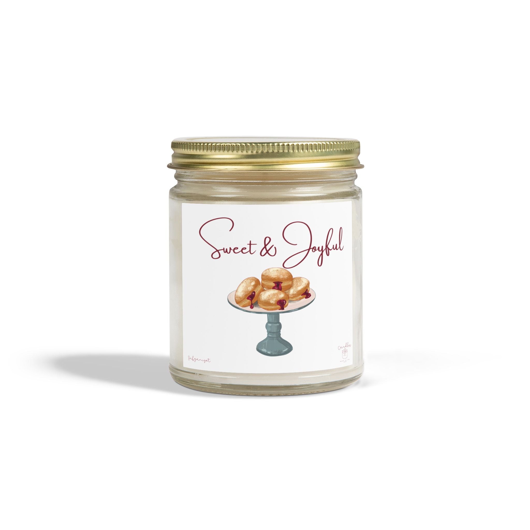 Hanukkah Scented Candles, Chanukah Sufganiyot Scented Candle for Hanukkah made of Coconut Apricot Wax (4oz, 9oz)