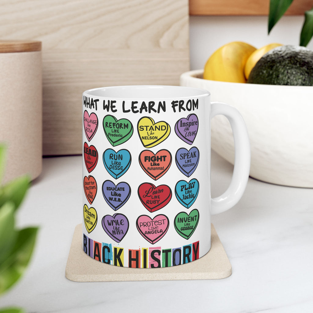 Black History Candy Hearts Valentine's Ceramic Mug, Celebrate and Honor Black History,11oz 15oz Sz, Black History Gift