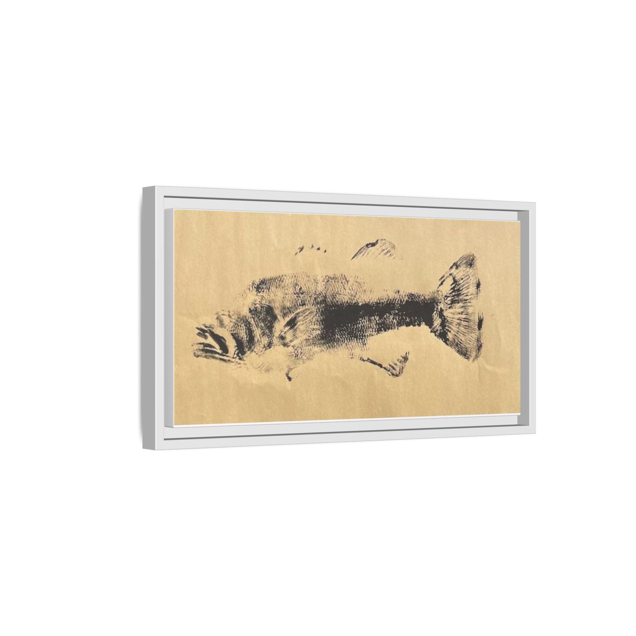 Gyotaku Fish Matte Canvas, Framed Gyotaku print by rubbing the body of an inked fish
