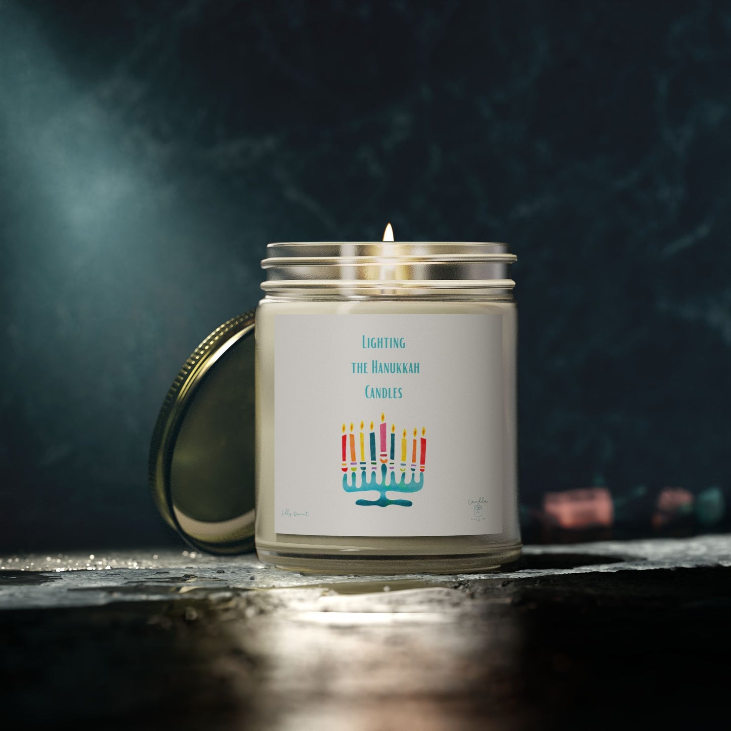 Hanukkah  Jelly Donut Candle for Hanukkah with Sufganiyot Scent, Chanukah Candle made with Coconut Apricot Wax (4oz, 9oz)