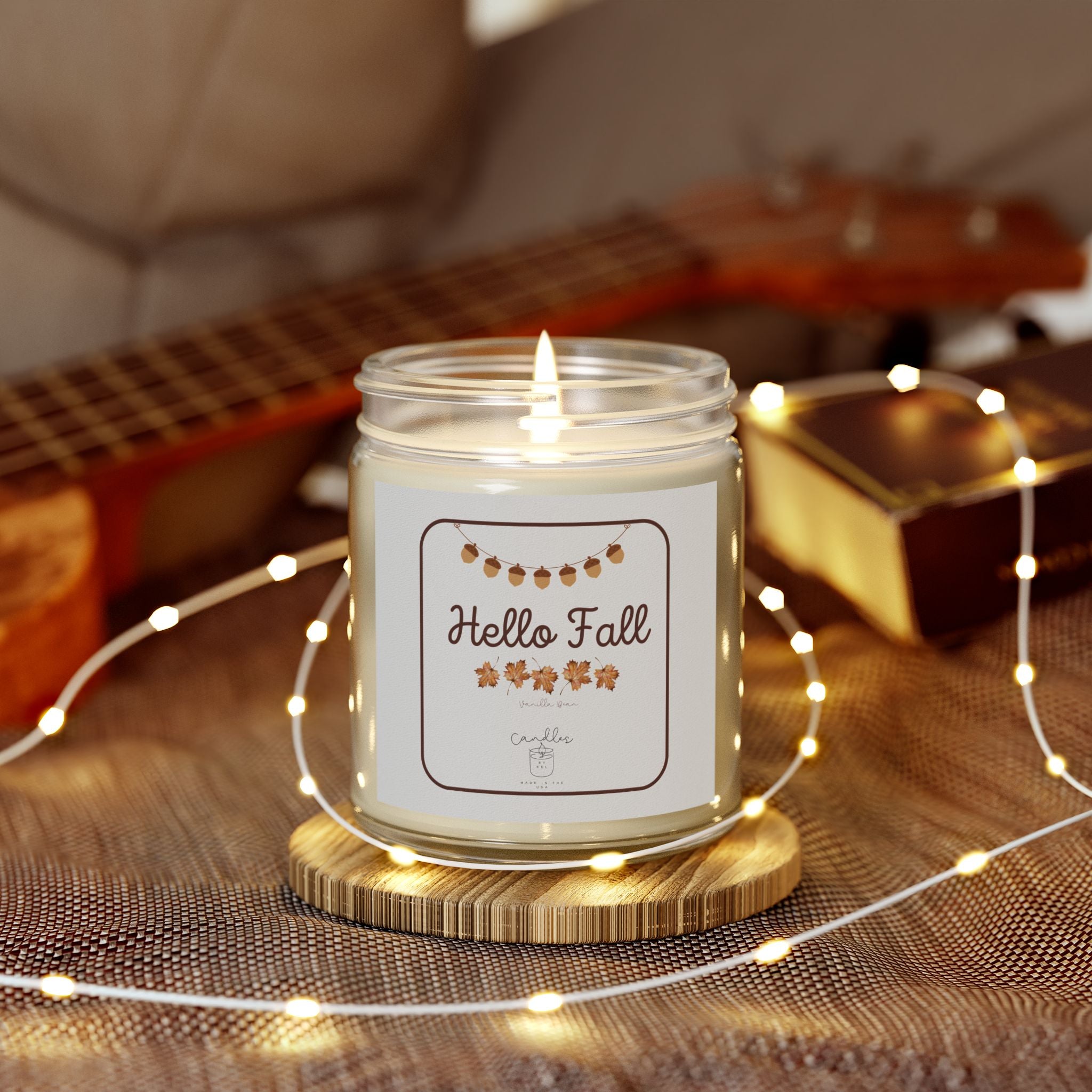 Hello Fall Candle  Vanilla Bean Scented Candle