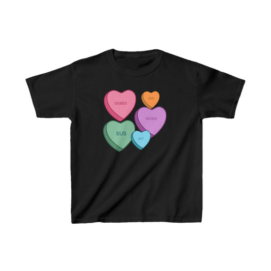 Kids Candy Hearts Valentines Day T-Shirt, Alpha Gen Slang Tee for Children, Valentine's Day Shirt, Youth Top, Kids Fashion, Gift for Boys