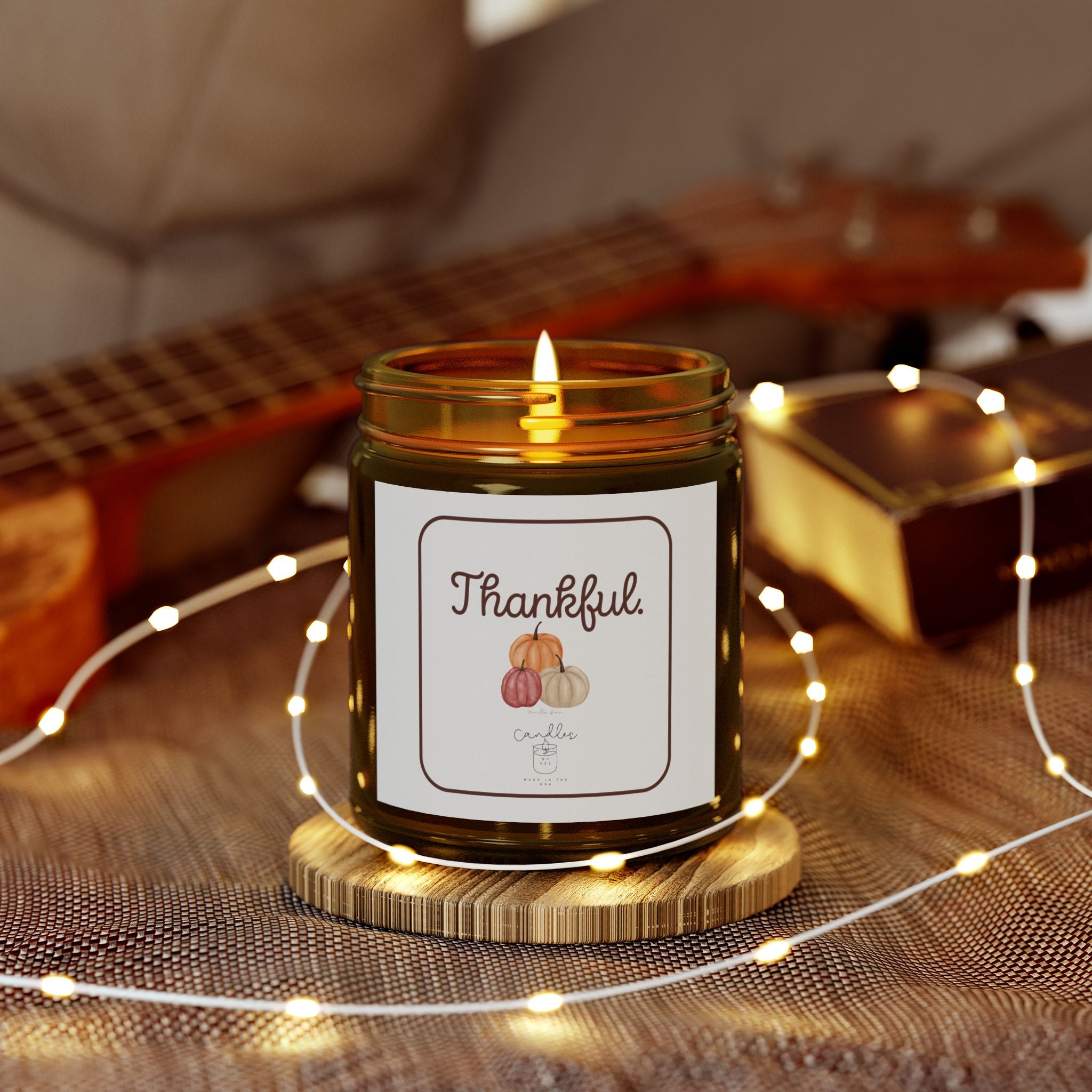 Thankful Fall Candle Vanilla Bean Scent Fall Candle