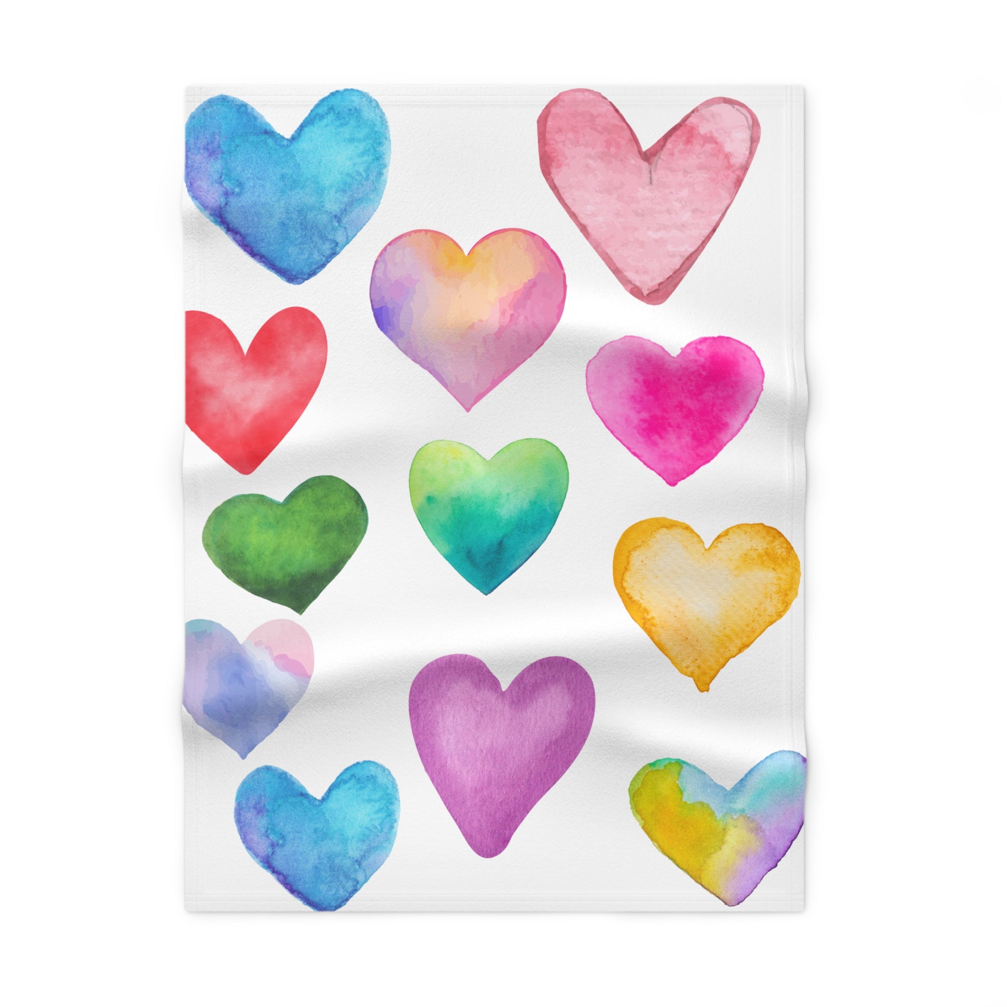 Pastel Hearts Baby Blanket Water Color Hearts Baby Blankets Soft Fleece Hearts Baby Blanket