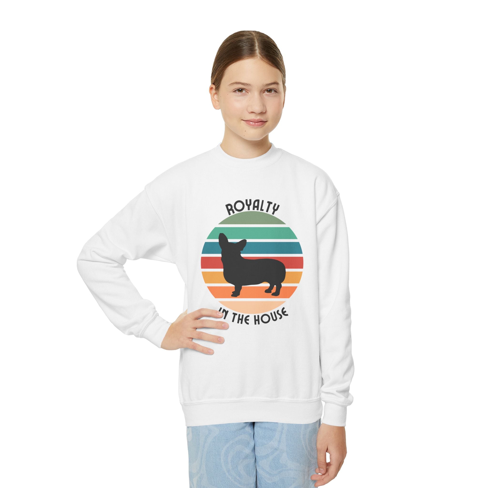 Royalty Corgi Youth Crewneck Sweatshirt