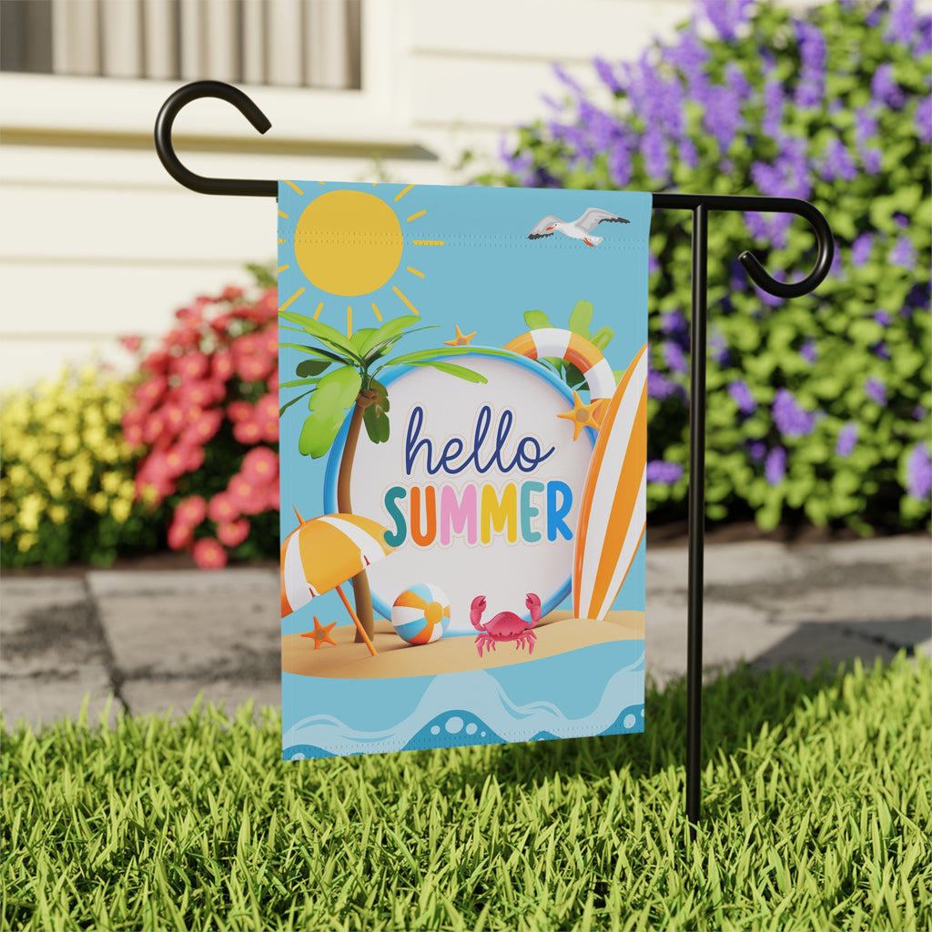 Beach Vibes Hello Summer Garden Flag Welcome Sign 12x18 inches