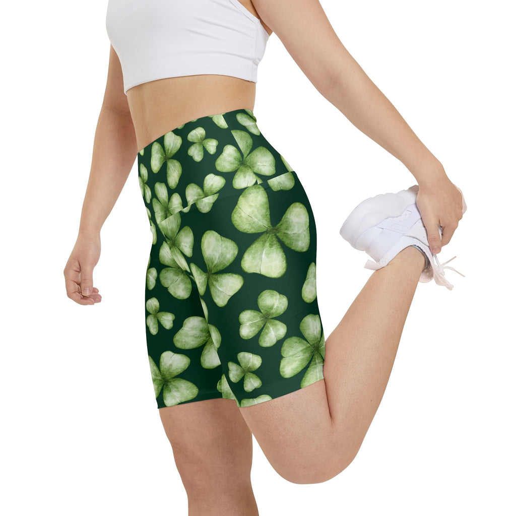 Shamrock Shorts Women's Workout Shorts with Shamrock Print for St. Patrick's Day Run