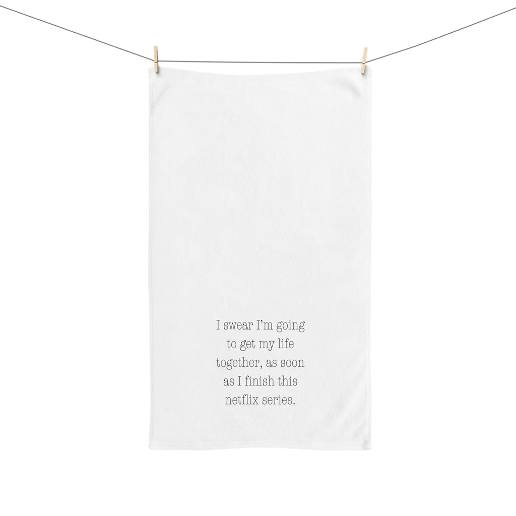 Netflix Addict Gift Hand Towel for the Netflix Binger Humorous Kitchen Towel