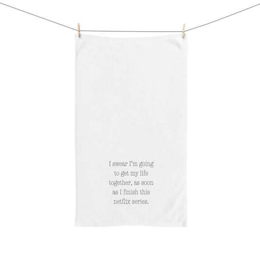 Netflix Addict Gift Hand Towel for the Netflix Binger Humorous Kitchen Towel