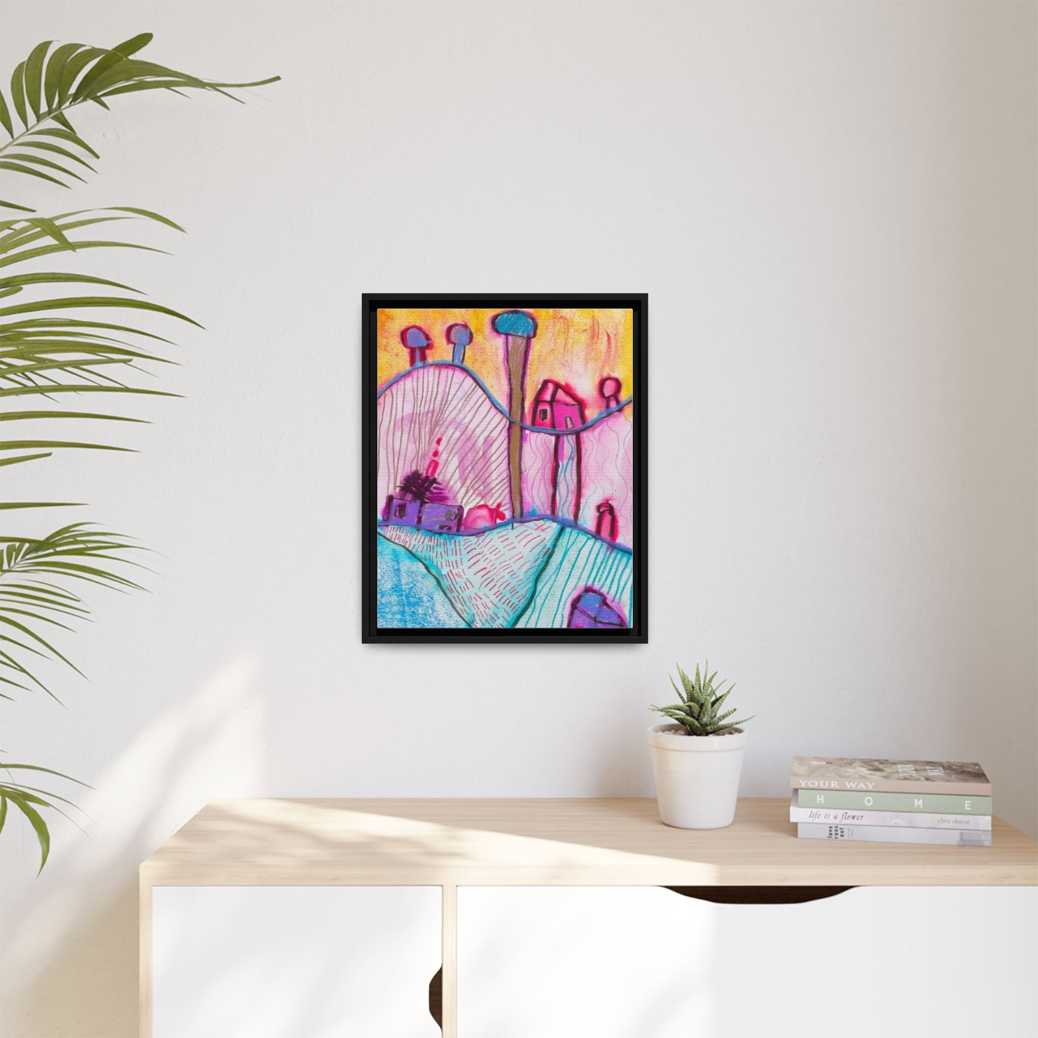House on a Hill Matte Canvas, Framed Inspired by Frank Stella Art by Jackson Smith