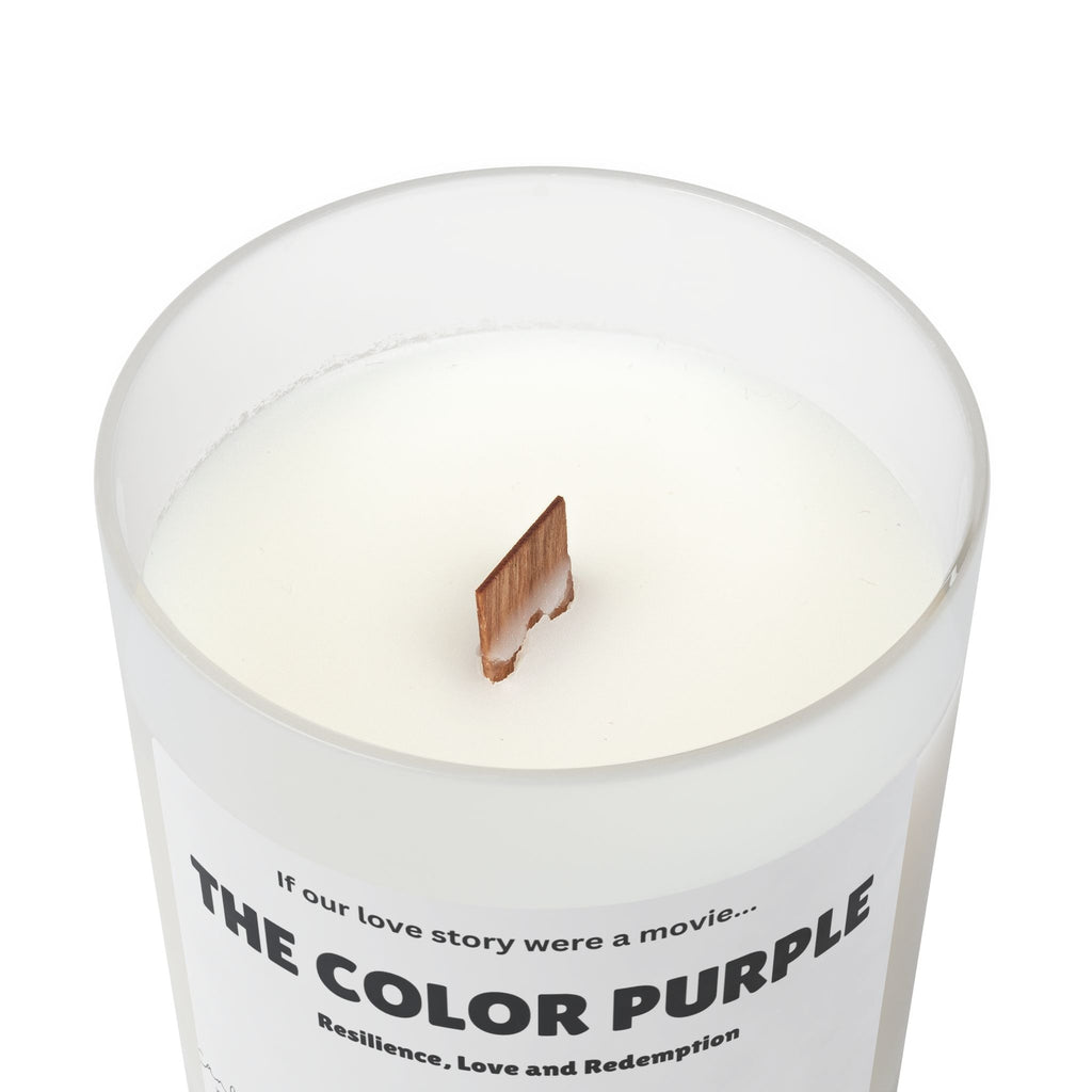 The Color Purple Wooden Wick Candle, 11oz If Our Love Story Were a Movie Romantic Unique Frosted Glass Candle Gift