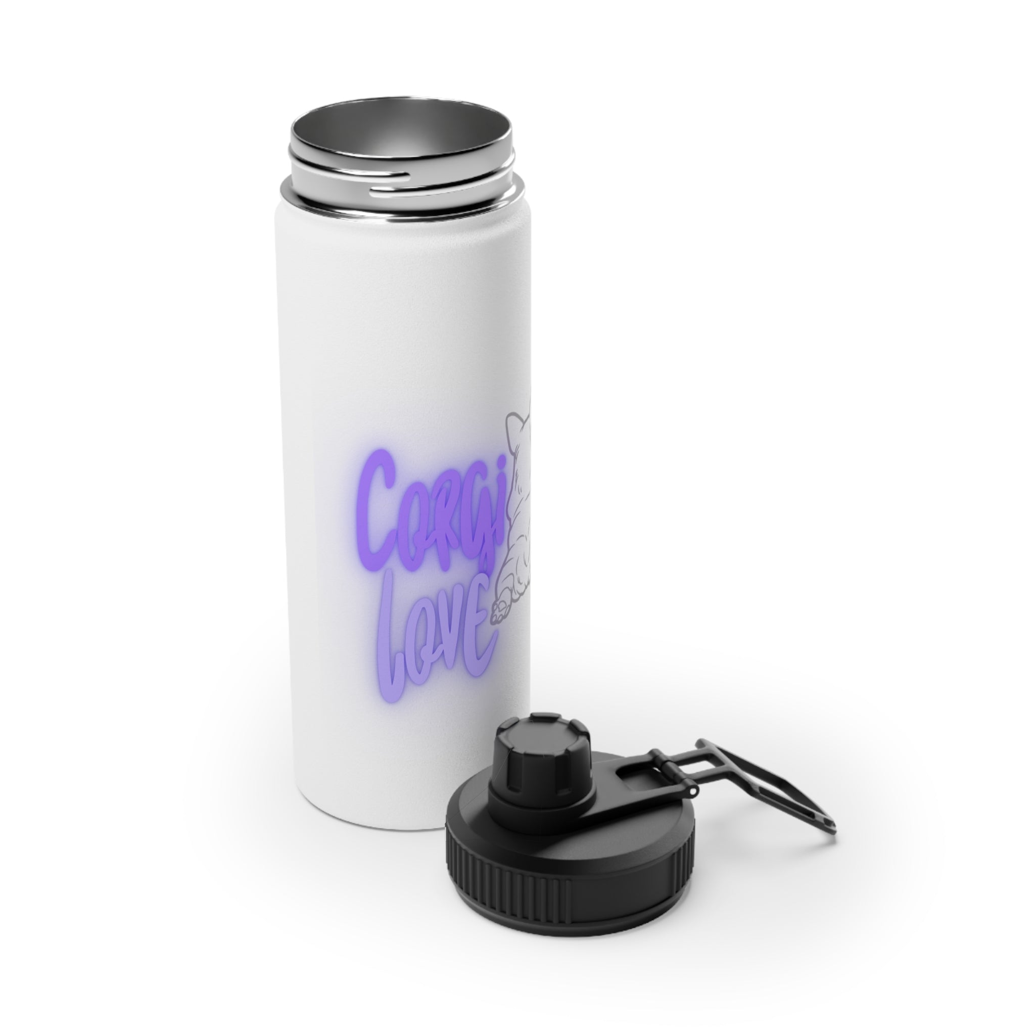 Corgi Love Custom Gemma Stainless Steel Water Bottle, Sports Lid