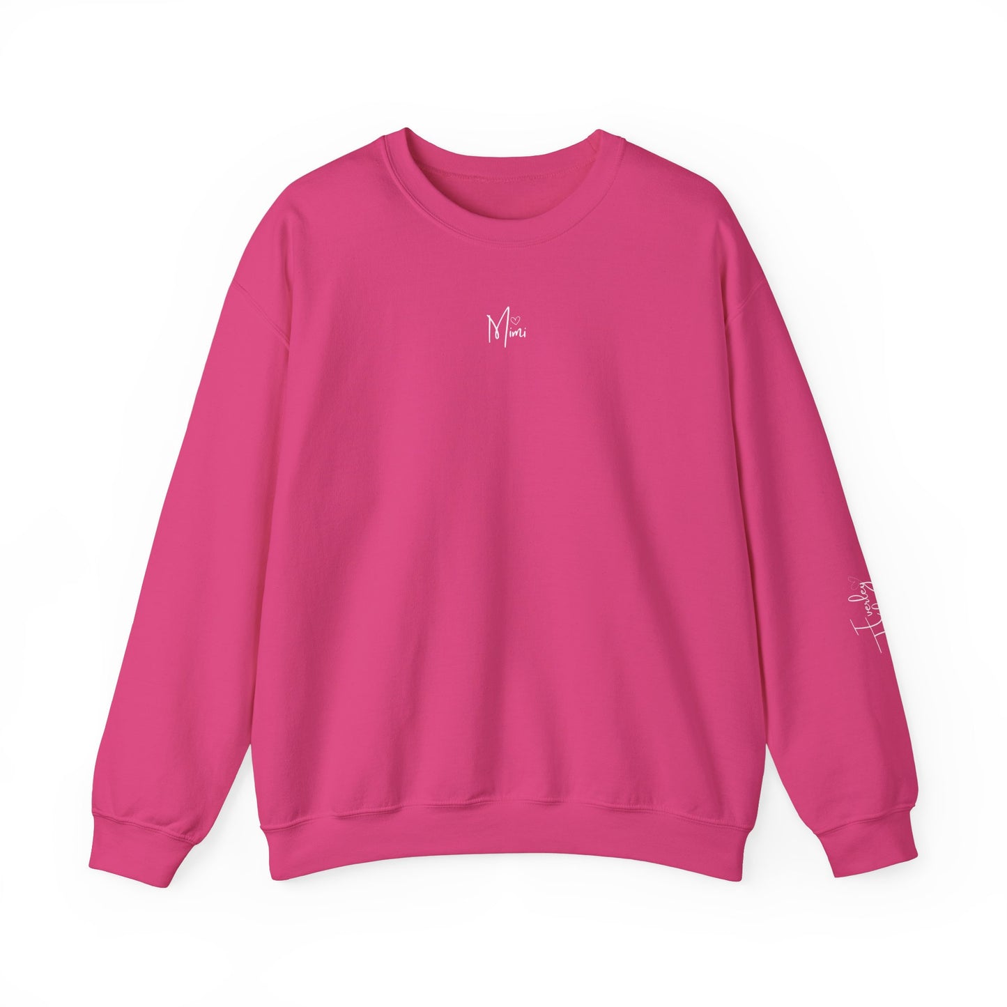 Custom Mimi Sweatshirt Personalized with Grandchildren's Names and Heart Design