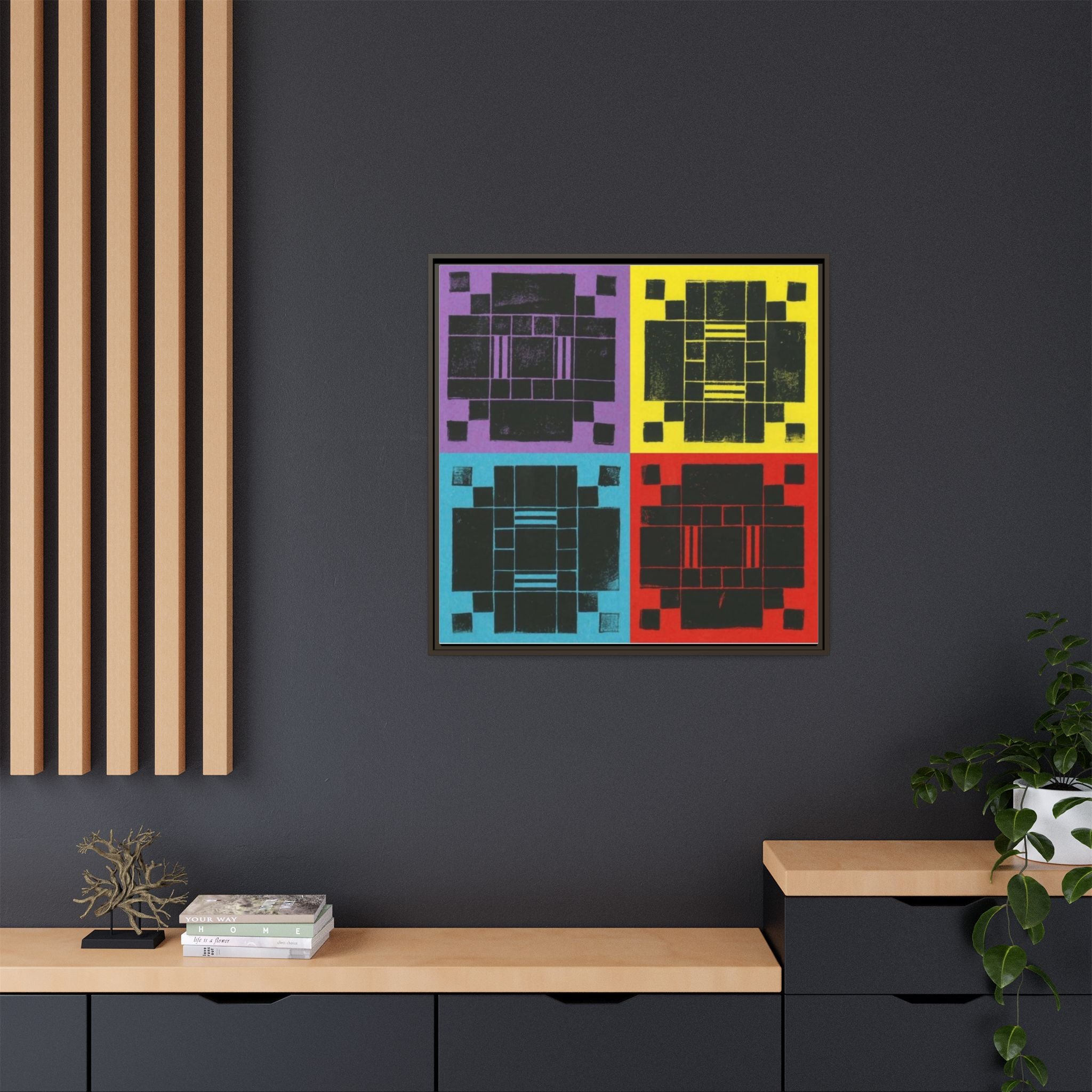 Printing With Legos Collagraph Matte Canvas, Framed