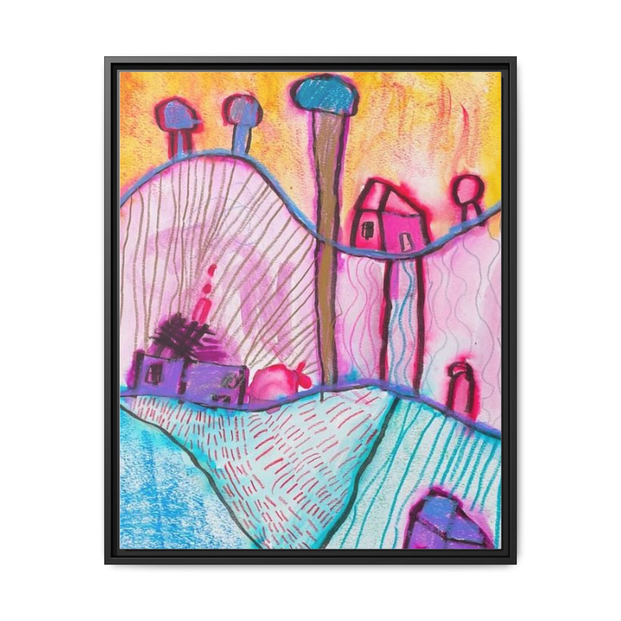 House on a Hill Matte Canvas, Framed Inspired by Frank Stella Art by Jackson Smith