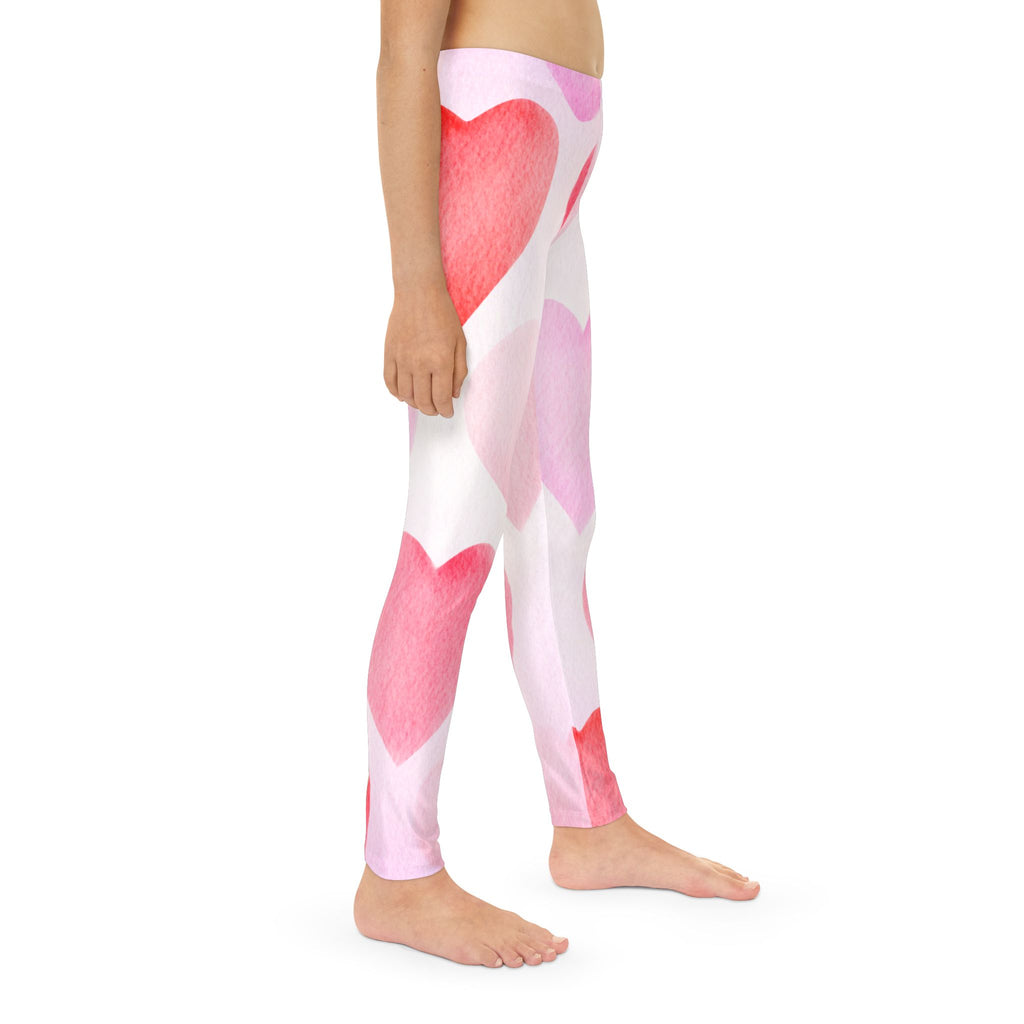 Pink Hearts Leggings Valentine's Day Leggings Youth Full-Length Valentine's Leggings
