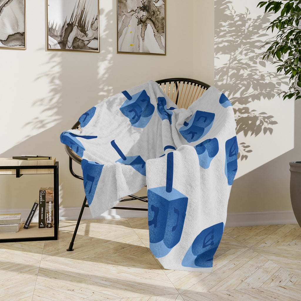 Hanukkah Print Blanket, Velveteen Microfiber Hanukkah Blanket, Soft Fleece Hanukkah Throw Blanket, Hanukkah Gift