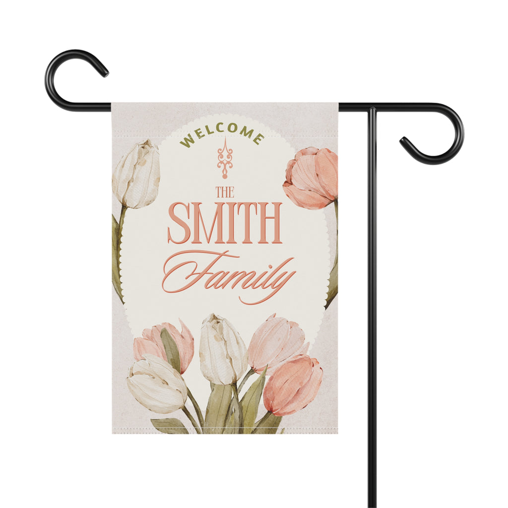 Personalized Garden Banner | Floral Welcome Sign, Decorative Yard Flag, Housewarming Gift, Spring Decor, Family Name Sign