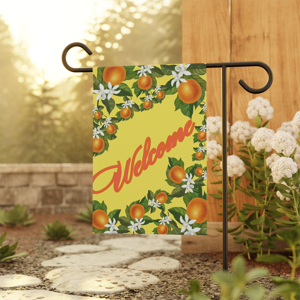 Garden Flag - Orange Citrus Retro Florida CItrus Design 12X18 INCHES