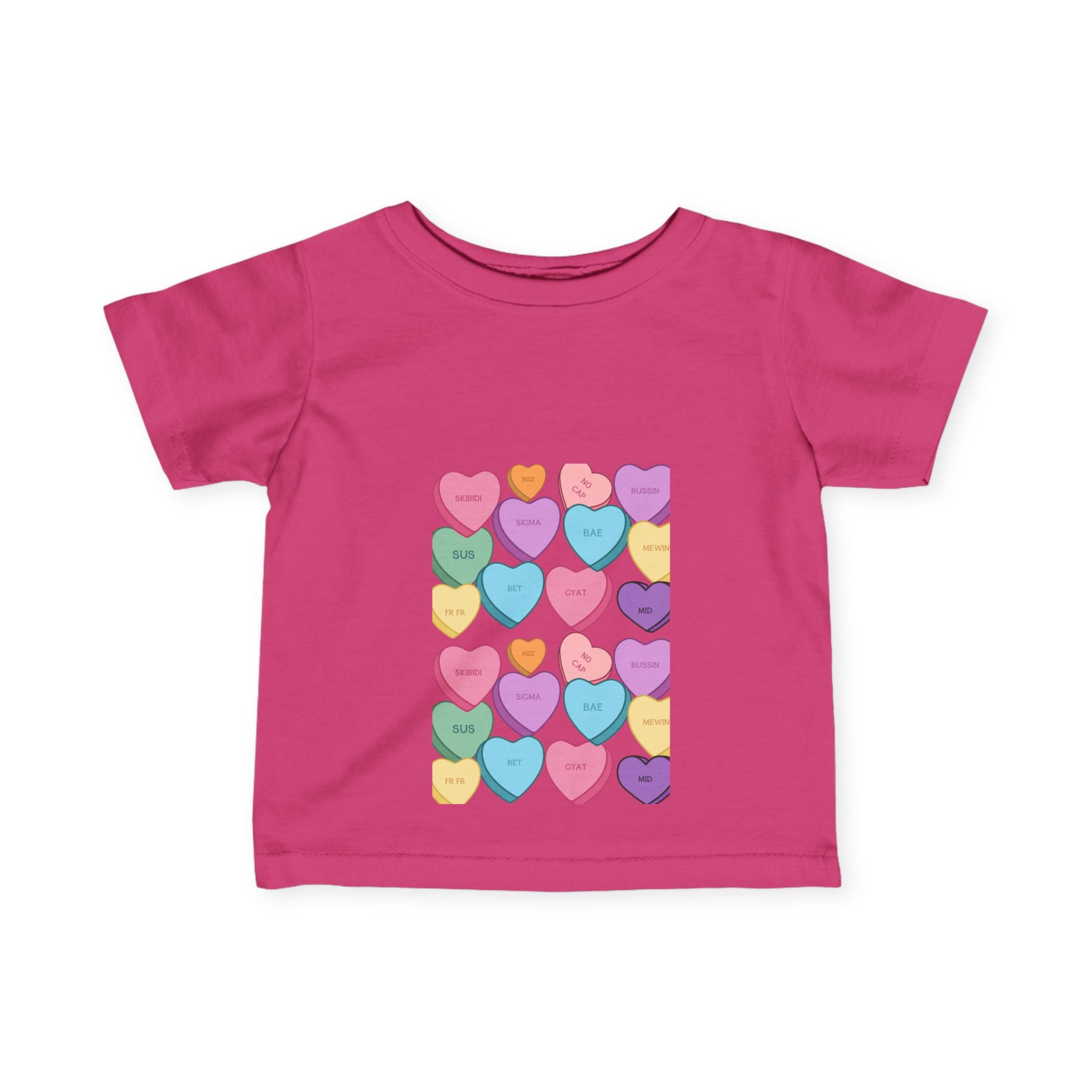 Infant Jersey Tee, Candy Hearts Slang Matching Toddler Shirt for Siblings, Valentine's Day, Family Photos, Baby Shower Gift, Kids Clothing