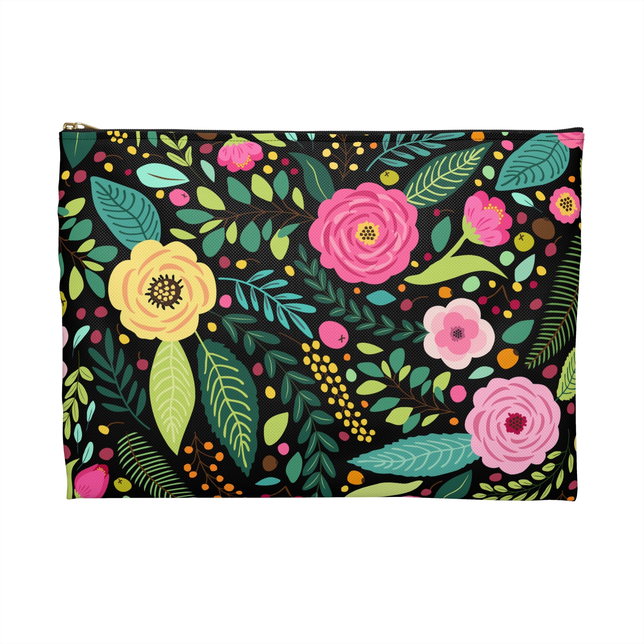 Floral Accessory Pouch for Storage, Personalized Bag, Gift for Her, Travel Organizer, Eco-Friendly SChool Accessory Bag