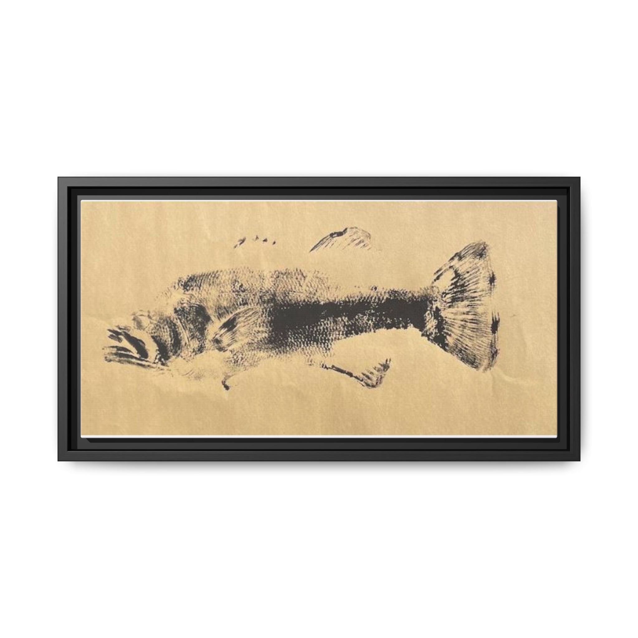Gyotaku Fish Matte Canvas, Framed Gyotaku print by rubbing the body of an inked fish