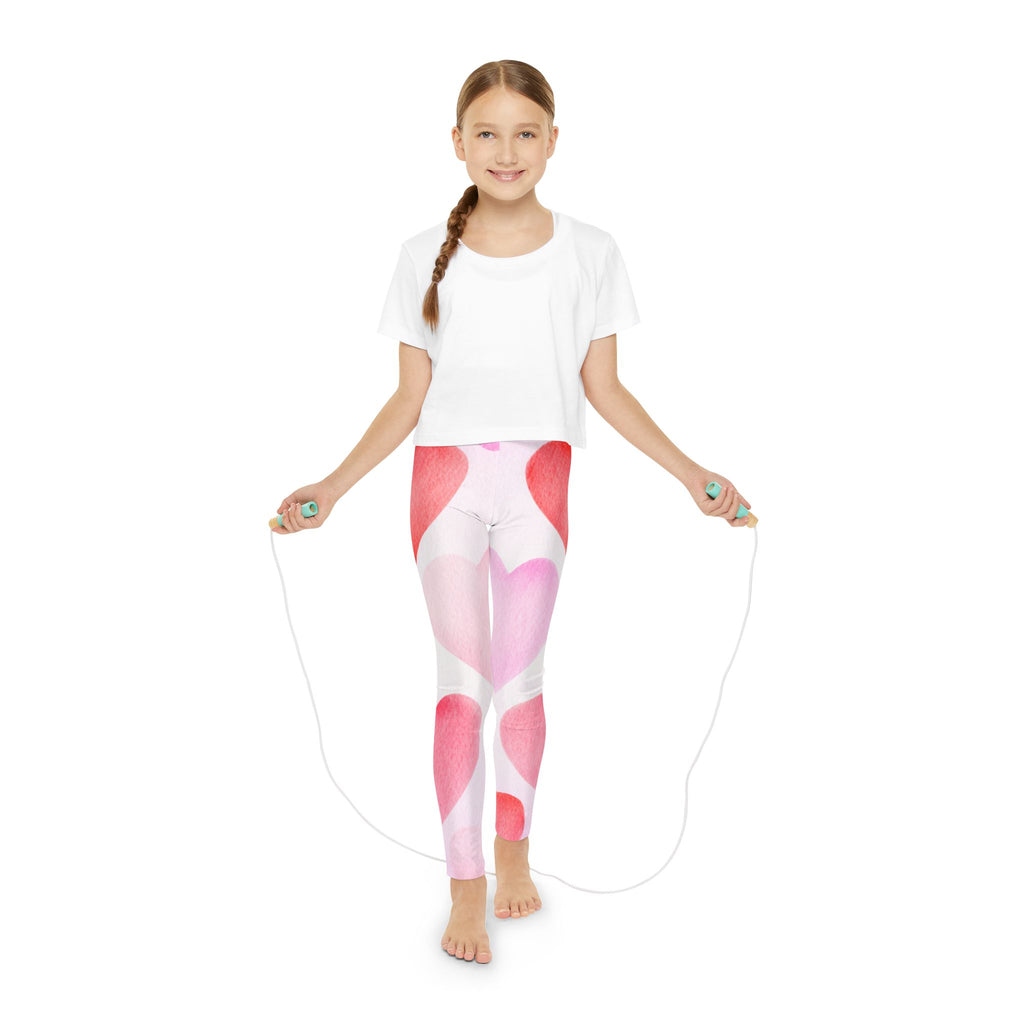 Pink Hearts Leggings Valentine's Day Leggings Youth Full-Length Valentine's Leggings