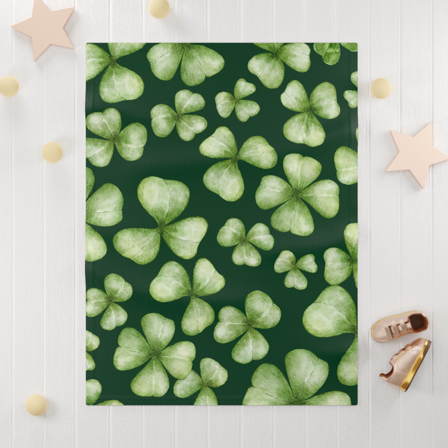 Shamrock Baby Blanket Irish Soft Fleece Baby Blanket St. Patrick's Day Baby Blanket Gift for Irish Baby