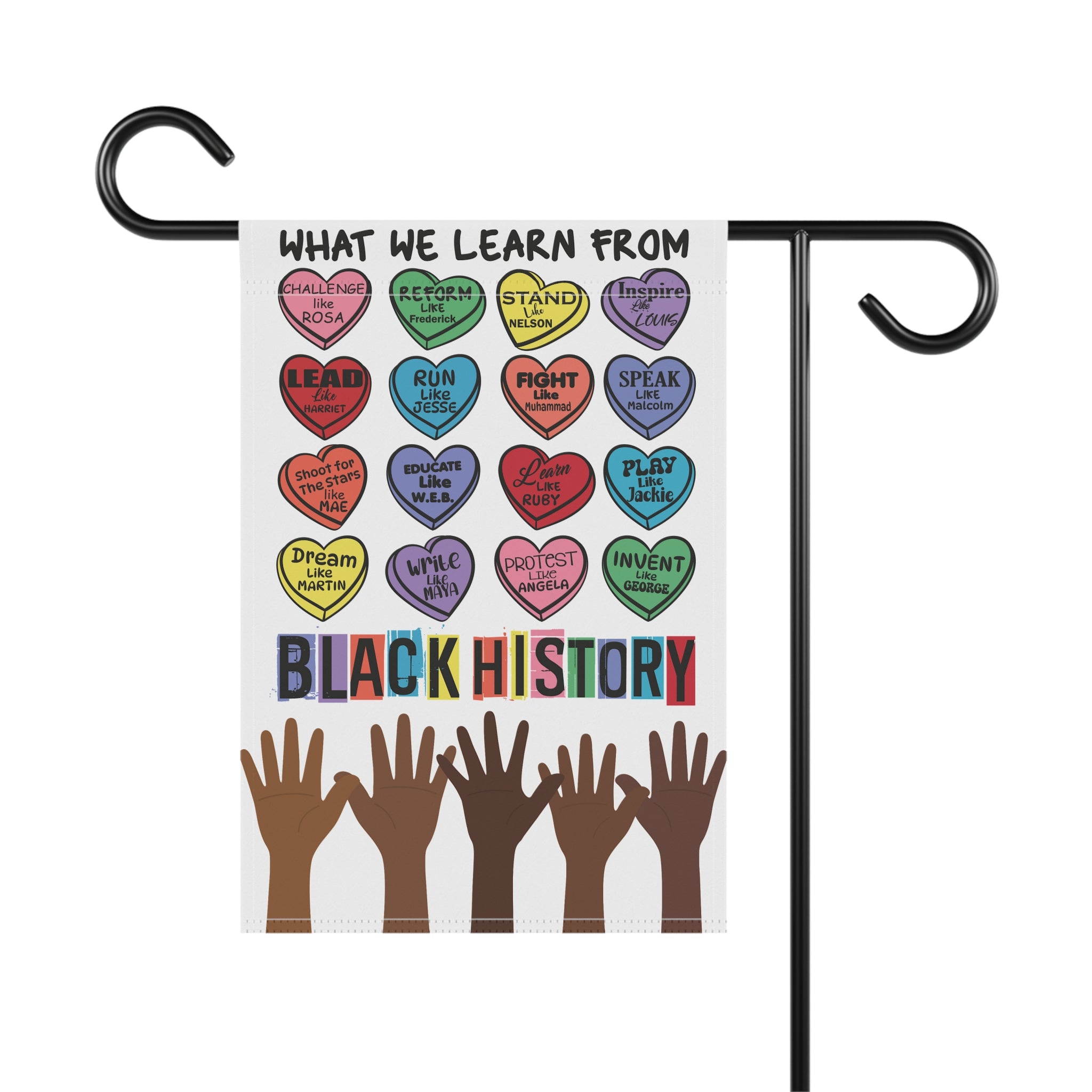 Garden Flag, Black History Love Valentine's Candy Hearts Equality Empowerment Banner, MLK Quotes, BLM Symbol, Juneteenth, Melanin, Freedom,