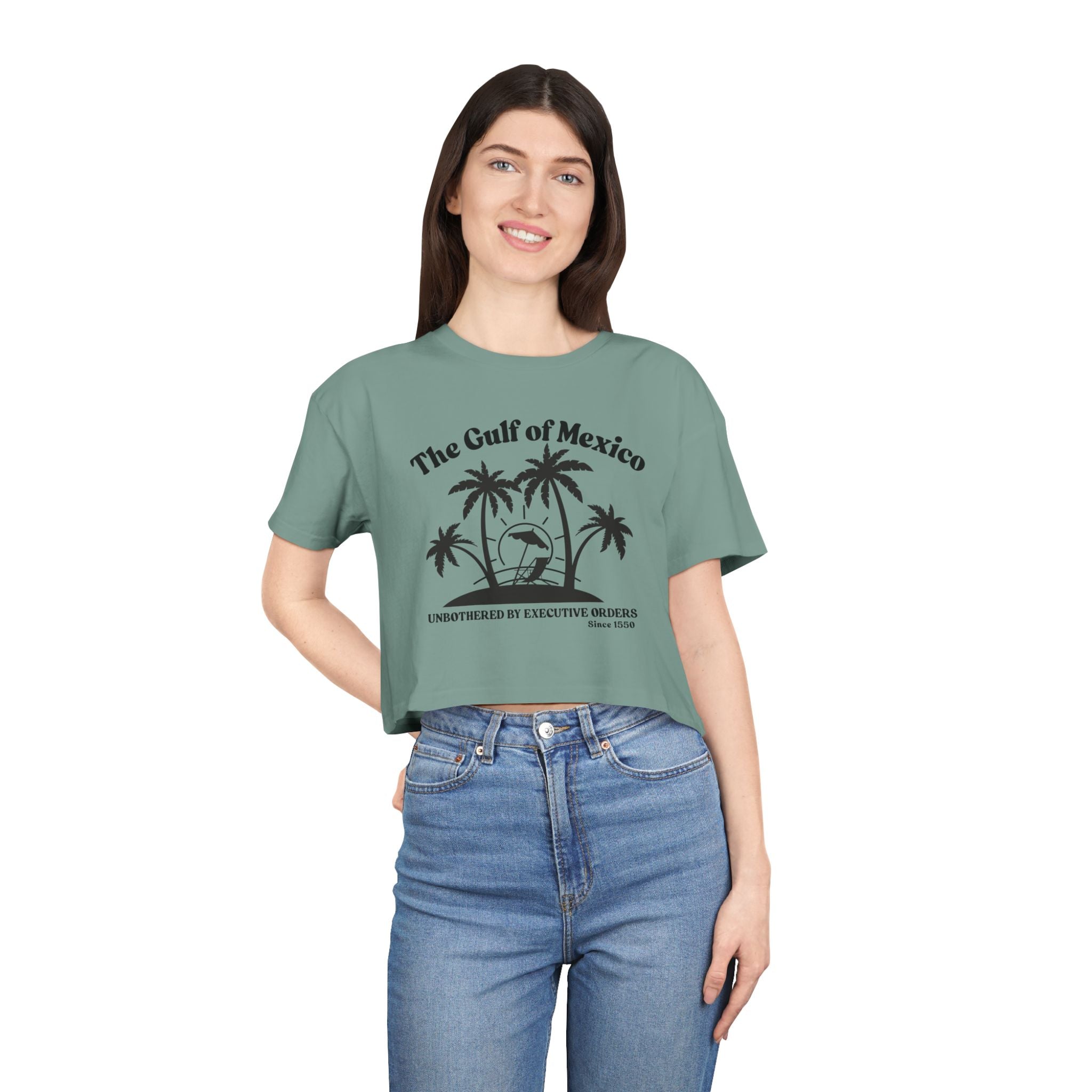 Gulf of Mexico Graphic Crop Tee,  Beachwear Gift for Her, Vacation Top, Gulf of Mexico T Shirt