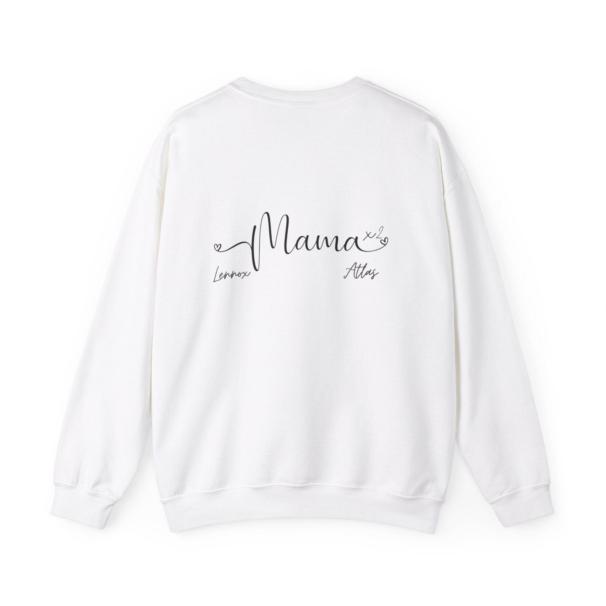 Custom 2 child Mama Sweatshirt with Names Heavy Blend™ Crewneck Sweatshirt