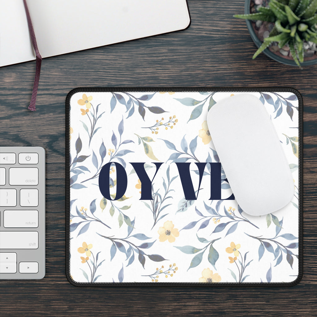 Oy Vey Mouse Pad, Jewish Desk Accessory Jewish Office Decor, Oy Vey Floral Design