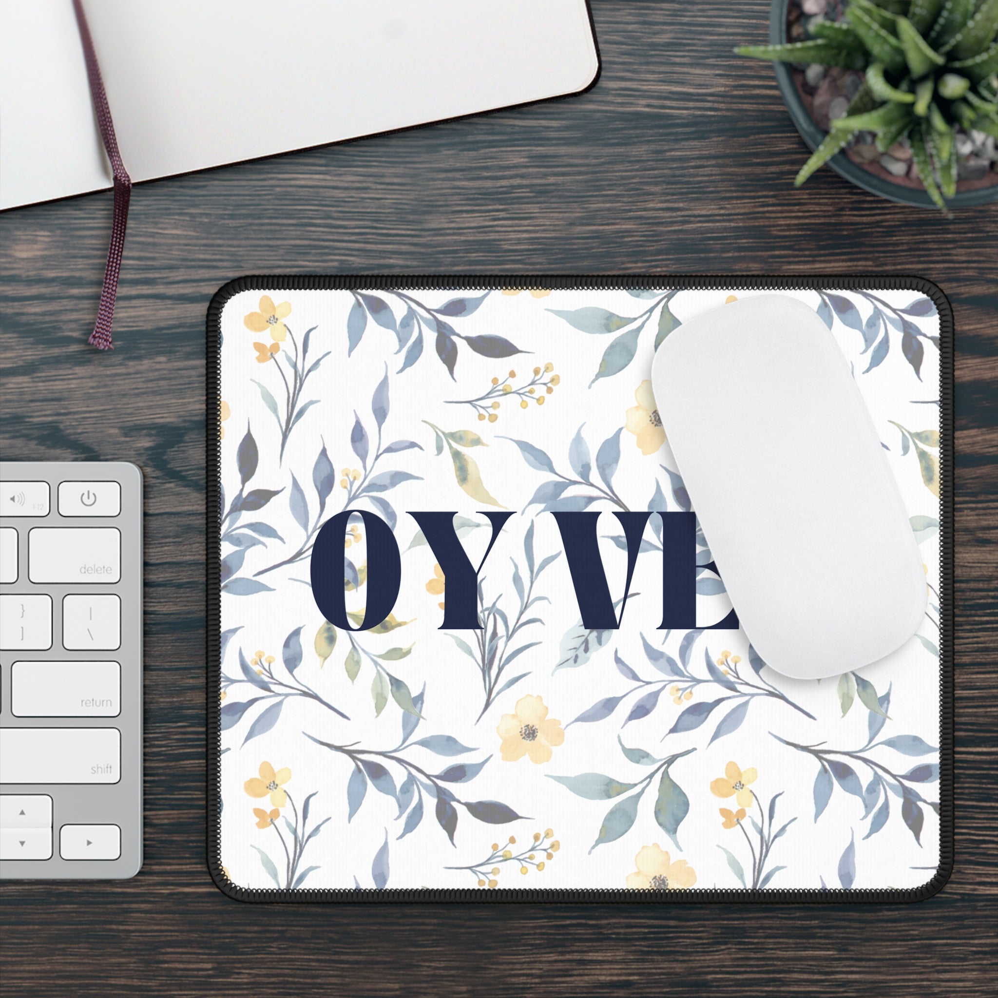 Oy Vey Mouse Pad, Jewish Desk Accessory Jewish Office Decor, Oy Vey Floral Design