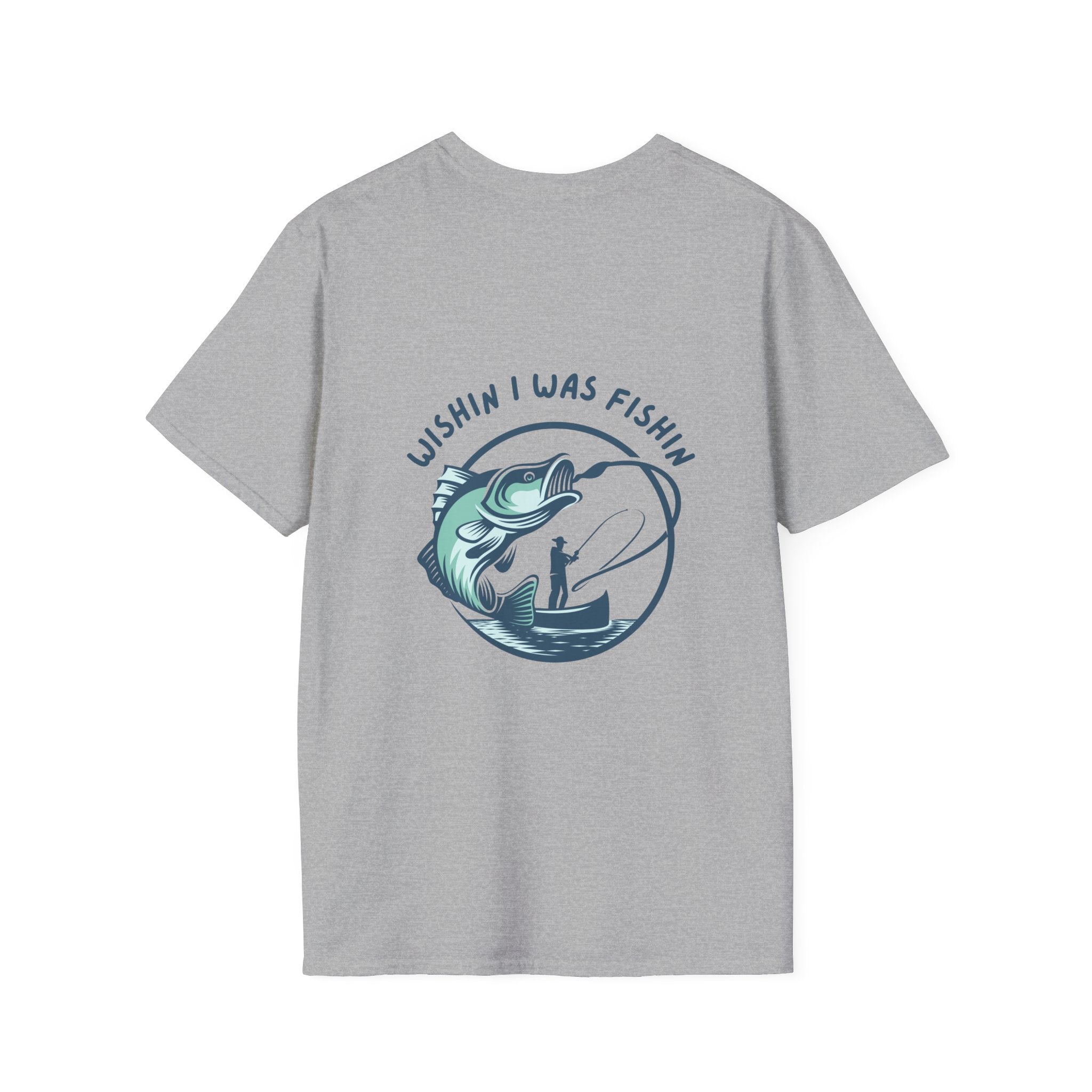 Fishing HumorGraphic Soft Tee Fishing T-Shirt - Wishin I Was FishinTee Gift for Dad