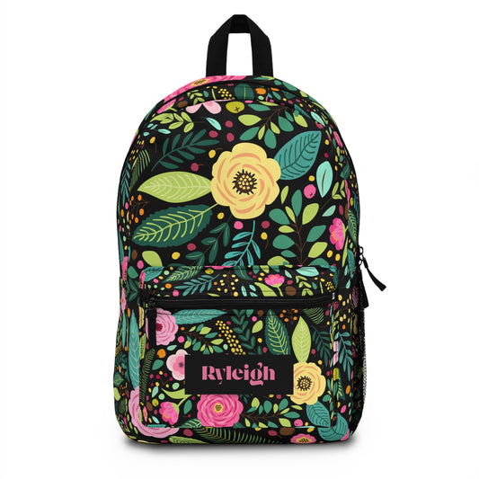 Floral Print Backpack for School, Laptop Backpack, Vibrant Floral Backpack with Laptop Compartment (Personalized)
