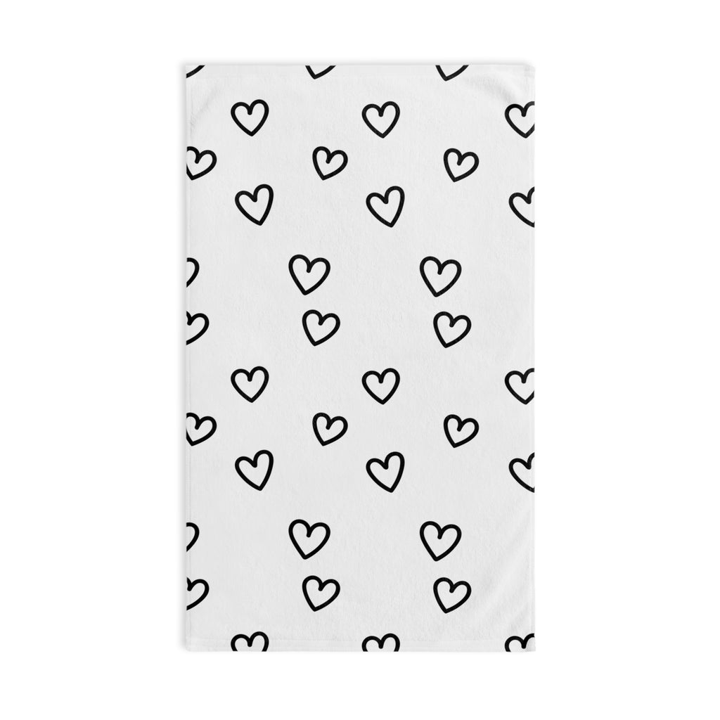 Black and White Hearts Hand Towel Valentine's Hand Towel