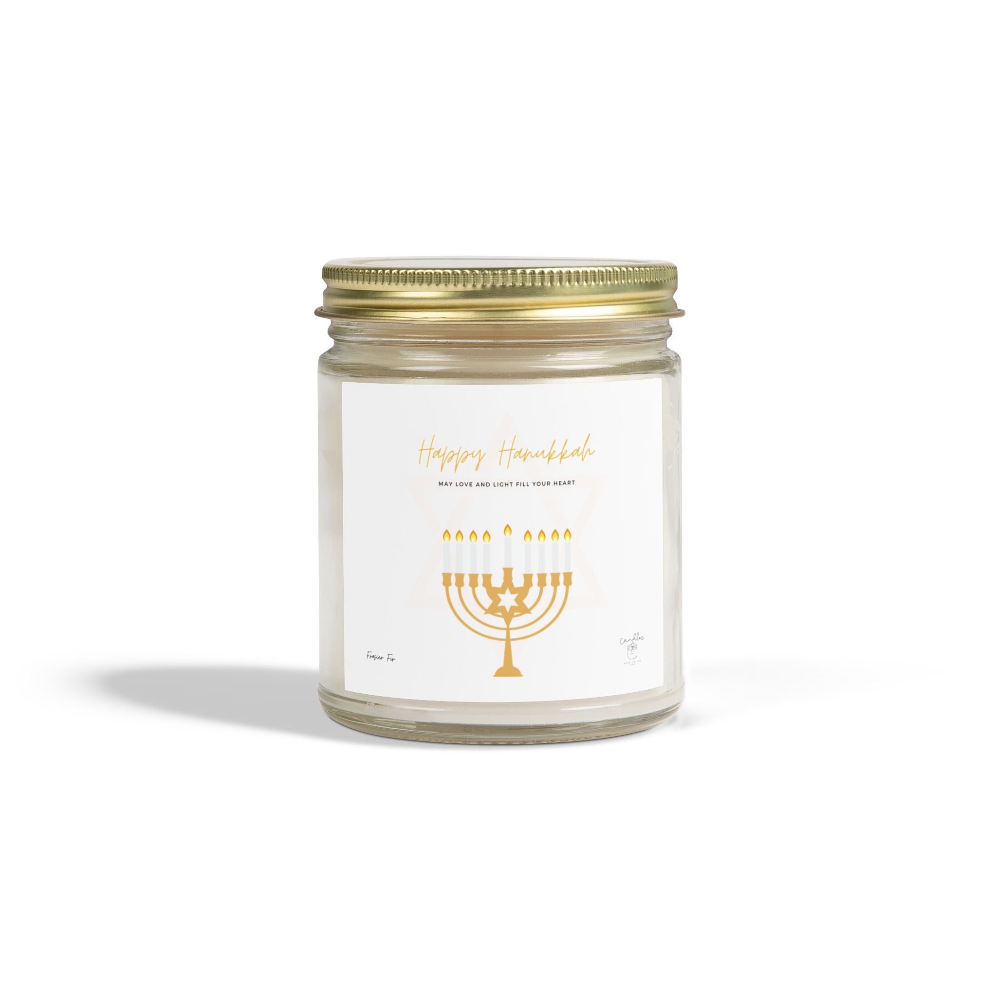 Frasier Fir Hanukkah Candle, Frasier Fir Scented Hanukkah Candle made of Coconut Apricot Wax (4oz, 9oz)
