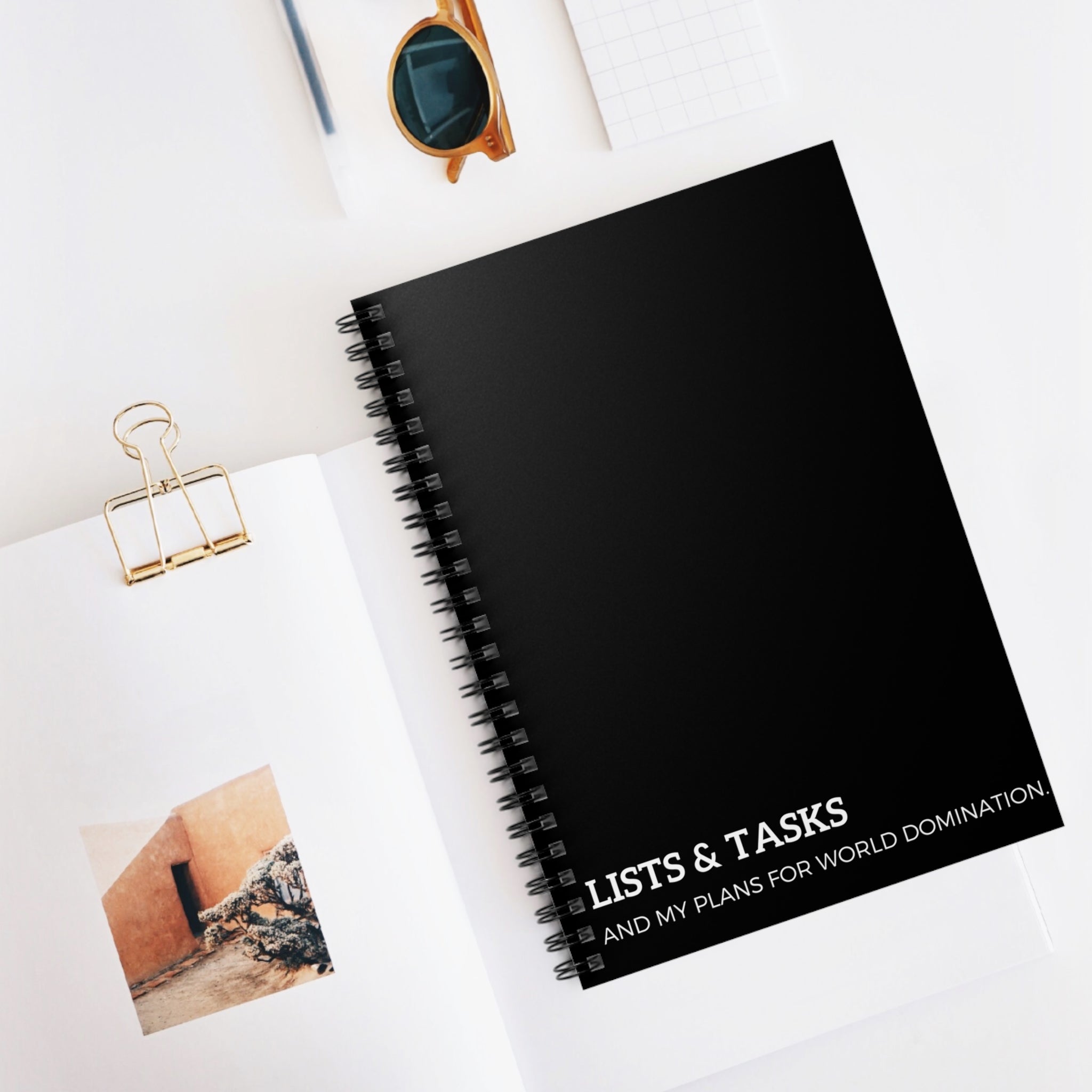 Lists and Tasks and My Plans For World Domination Notebook - Snarky Office Spiral Notebook
