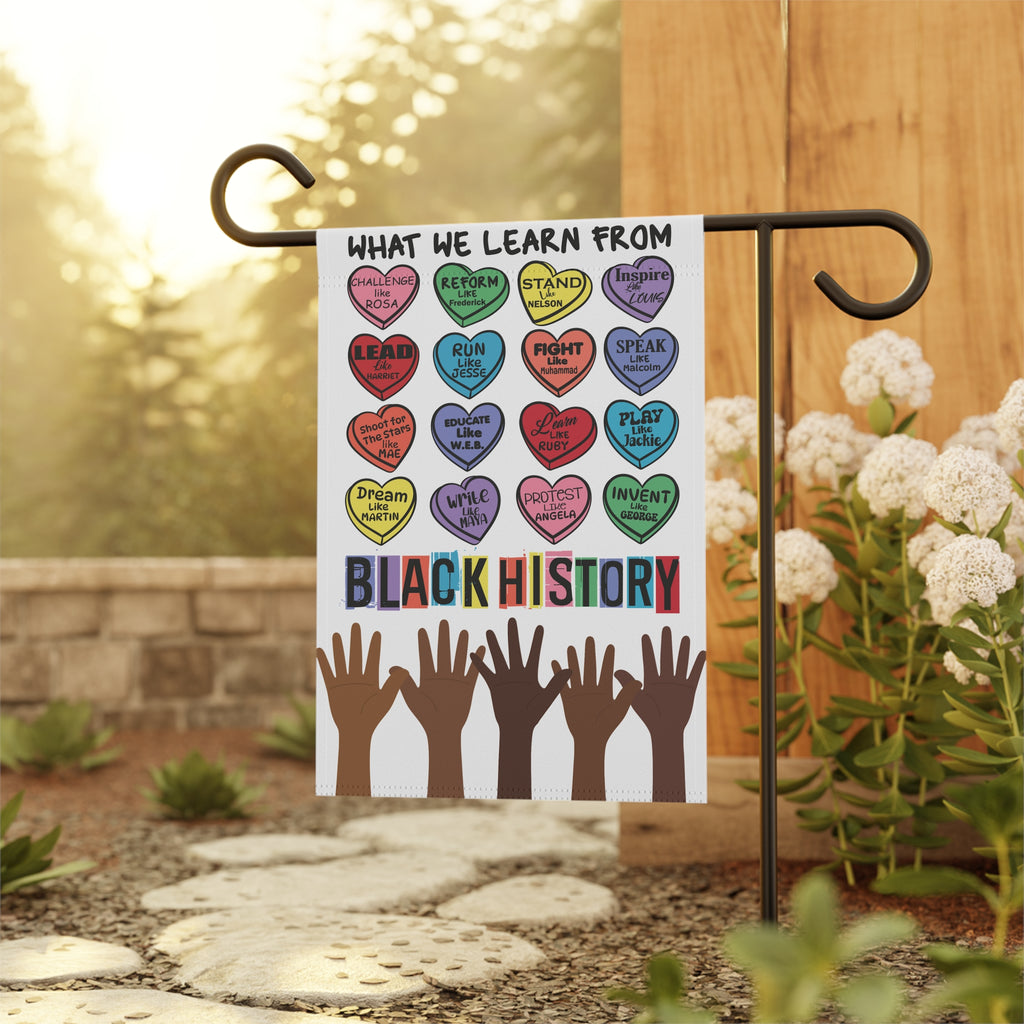 Garden Flag, Black History Love Valentine's Candy Hearts Equality Empowerment Banner, MLK Quotes, BLM Symbol, Juneteenth, Melanin, Freedom,