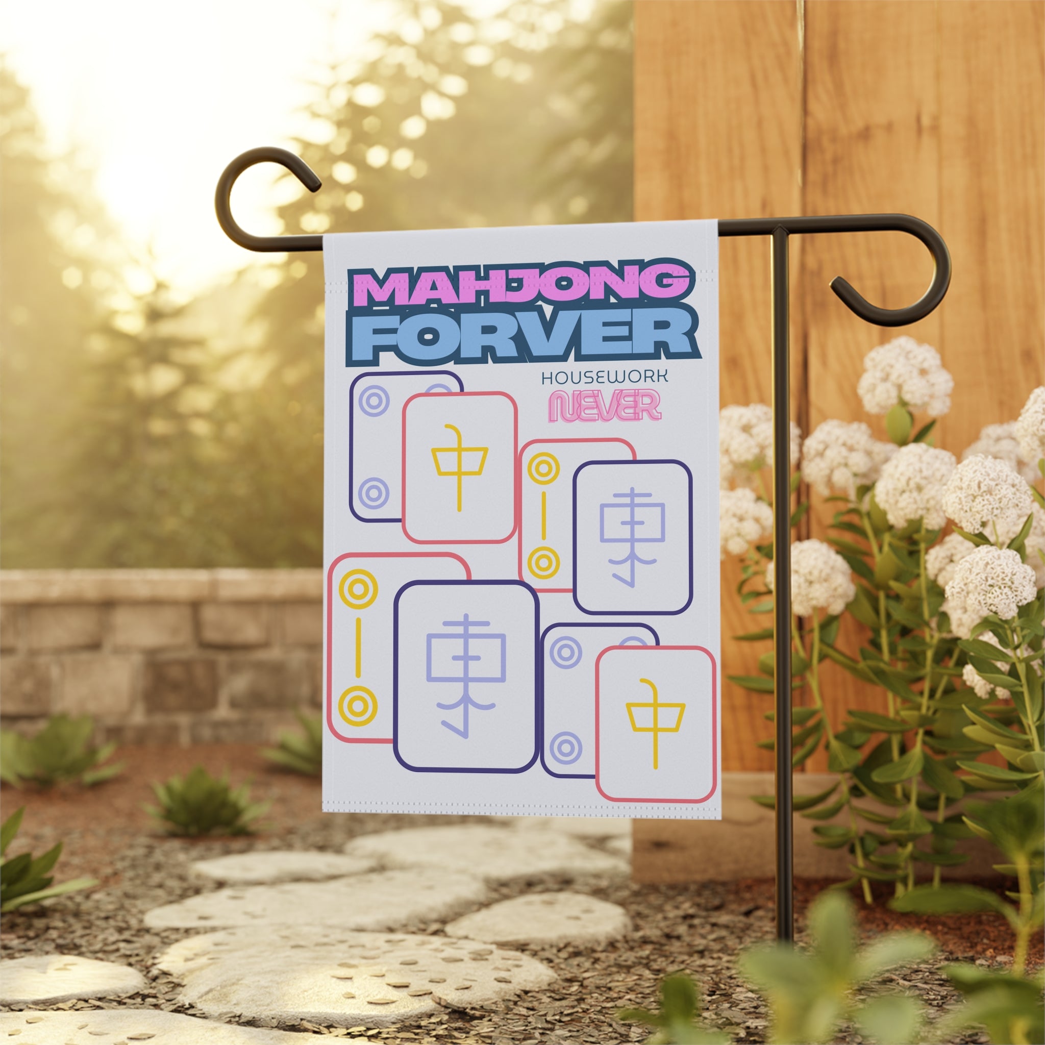 Mahjong Forever Garden Flag Mahjong Forever Housework Never Garden Flag Mahjong Welcome Sign