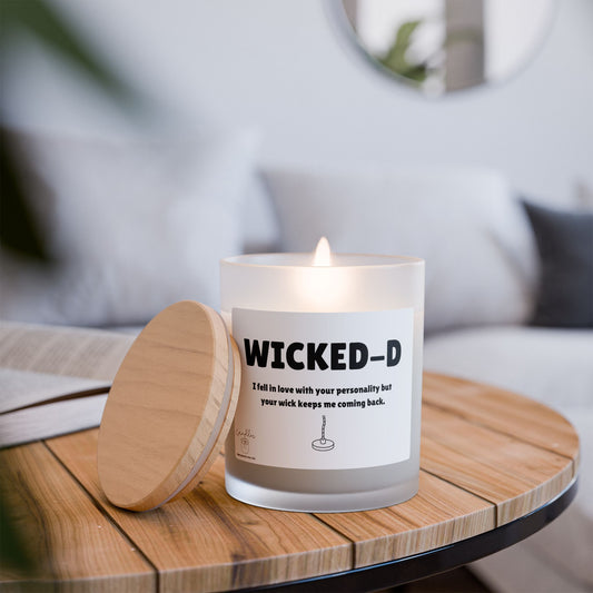 Wicked-D Wooden Wick Frosted Glass Candle for Man Gift for Guys Candle Unique Wooden Wick Candle