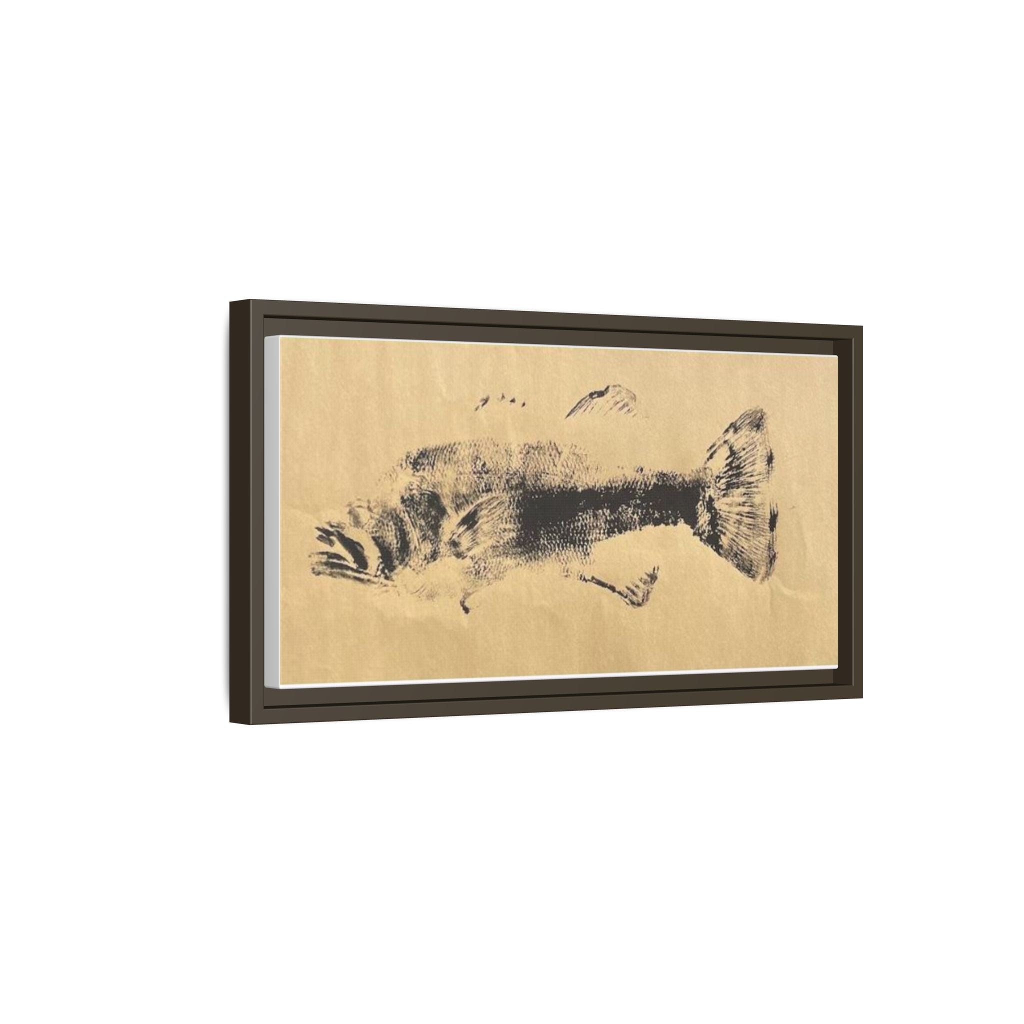 Gyotaku Fish Matte Canvas, Framed Gyotaku print by rubbing the body of an inked fish