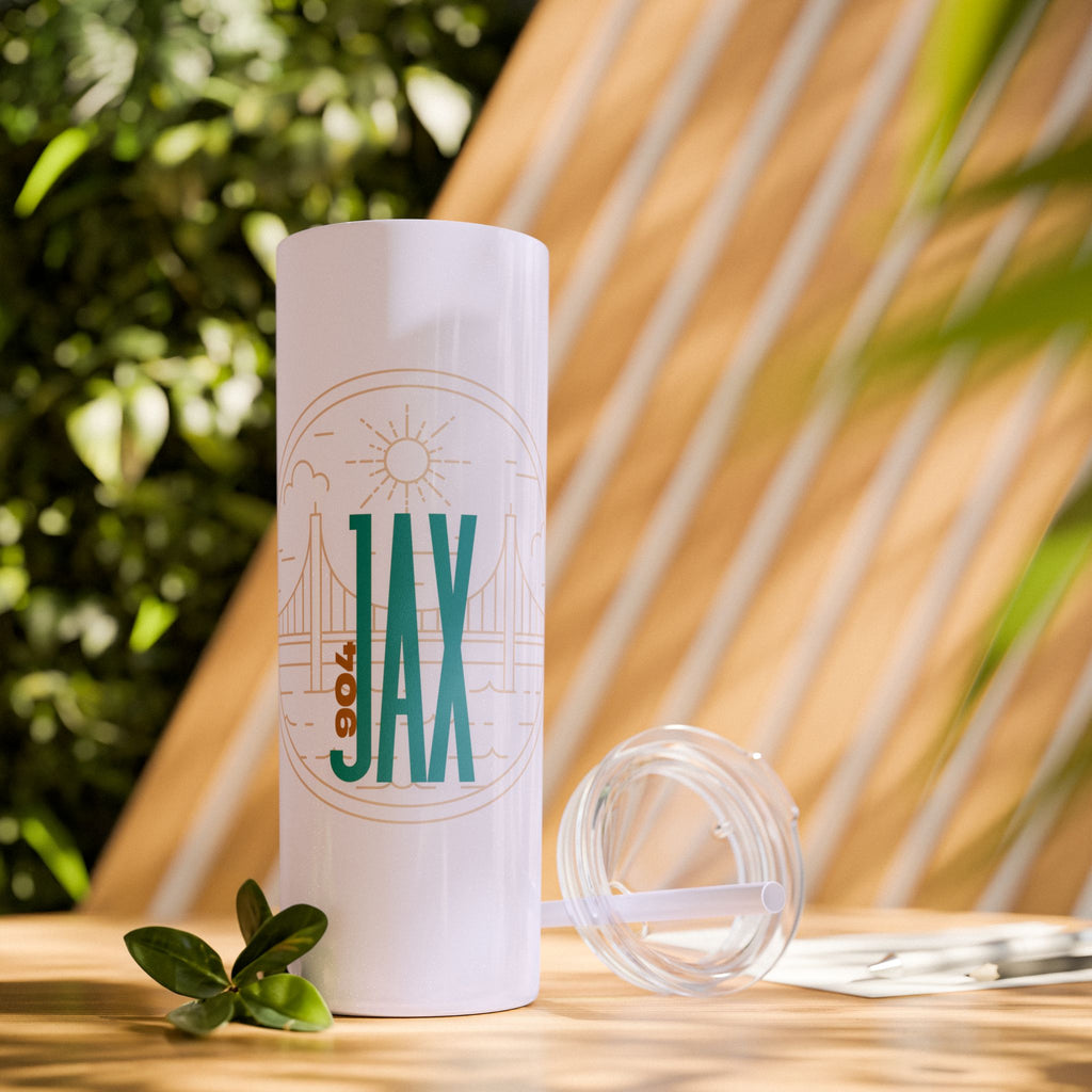 Jacksonville City of Bridges Skinny Tumbler with Straw, 20oz