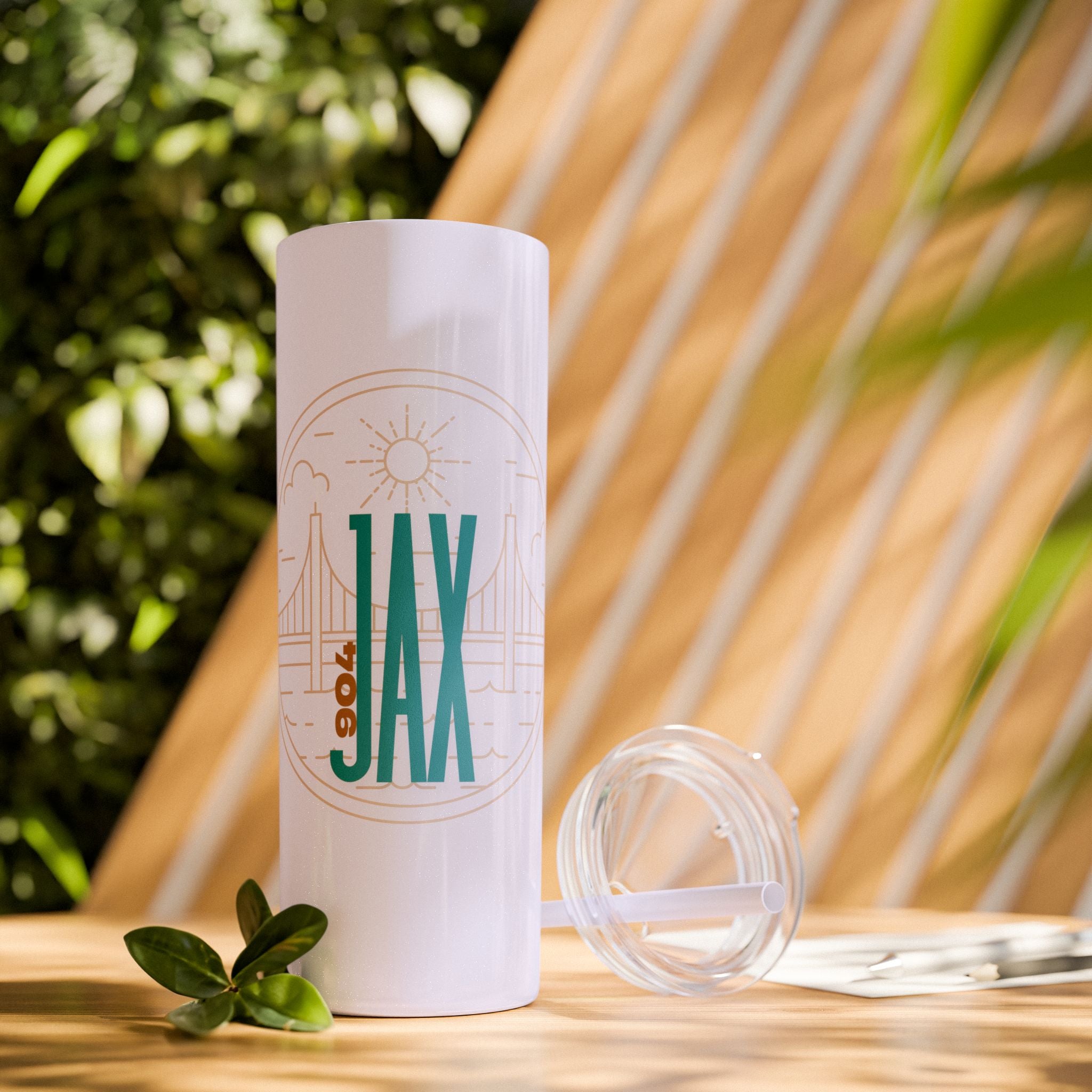 Jacksonville City of Bridges Skinny Tumbler with Straw, 20oz