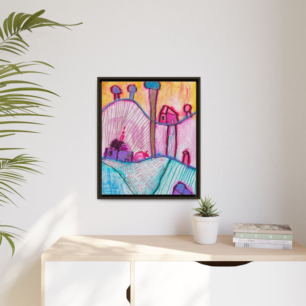 House on a Hill Matte Canvas, Framed Inspired by Frank Stella Art by Jackson Smith