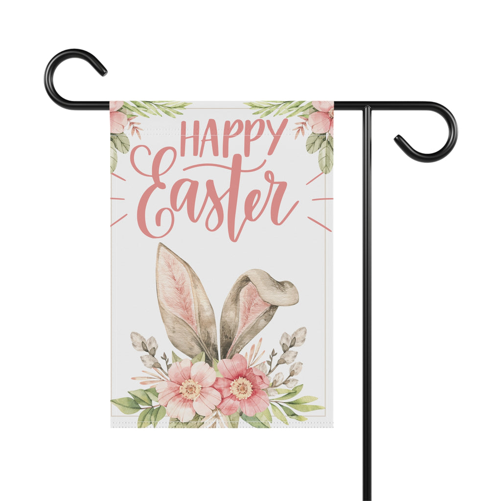 Garden Flag, Spring Bunny Ears Happy Easter, 2 Sizes 12x18 and 24.5x36, Easter Bunny, Easter Flag