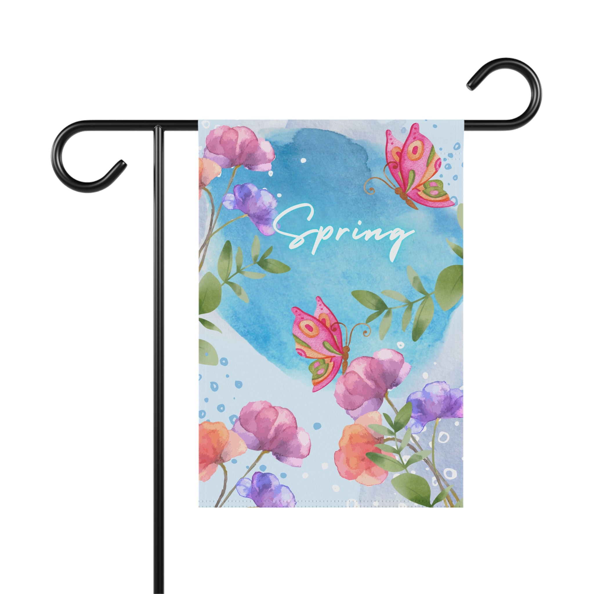 Spring Garden Flag or Spring House Flag, Vibrant House Flag for Spring, Floral Outdoor Decor, Springtime Decor, Butterfly Garden Flag