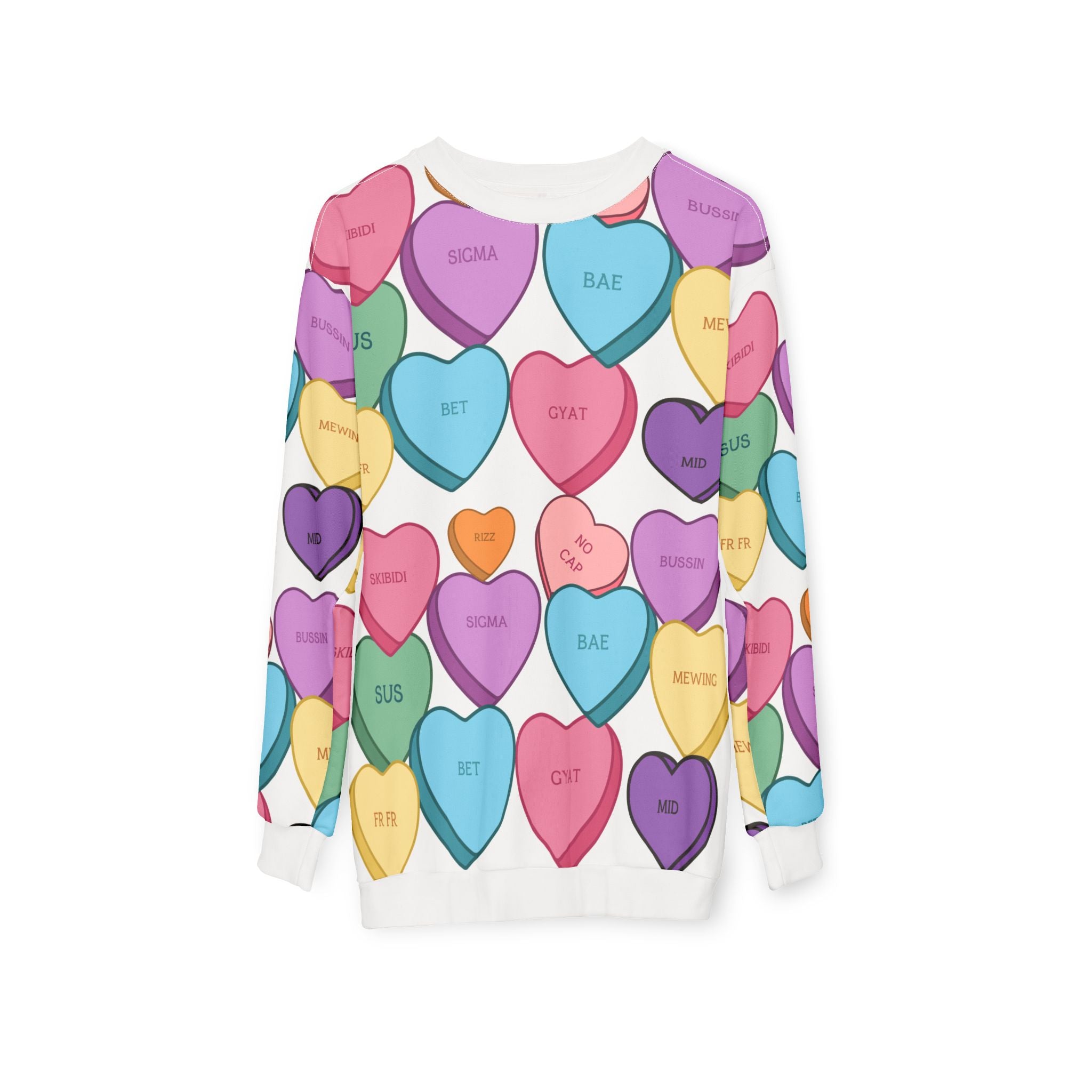 Bussin' Skibidi Bae No Cap Sigma All-Over Print Valentine's Day Sweatshirt