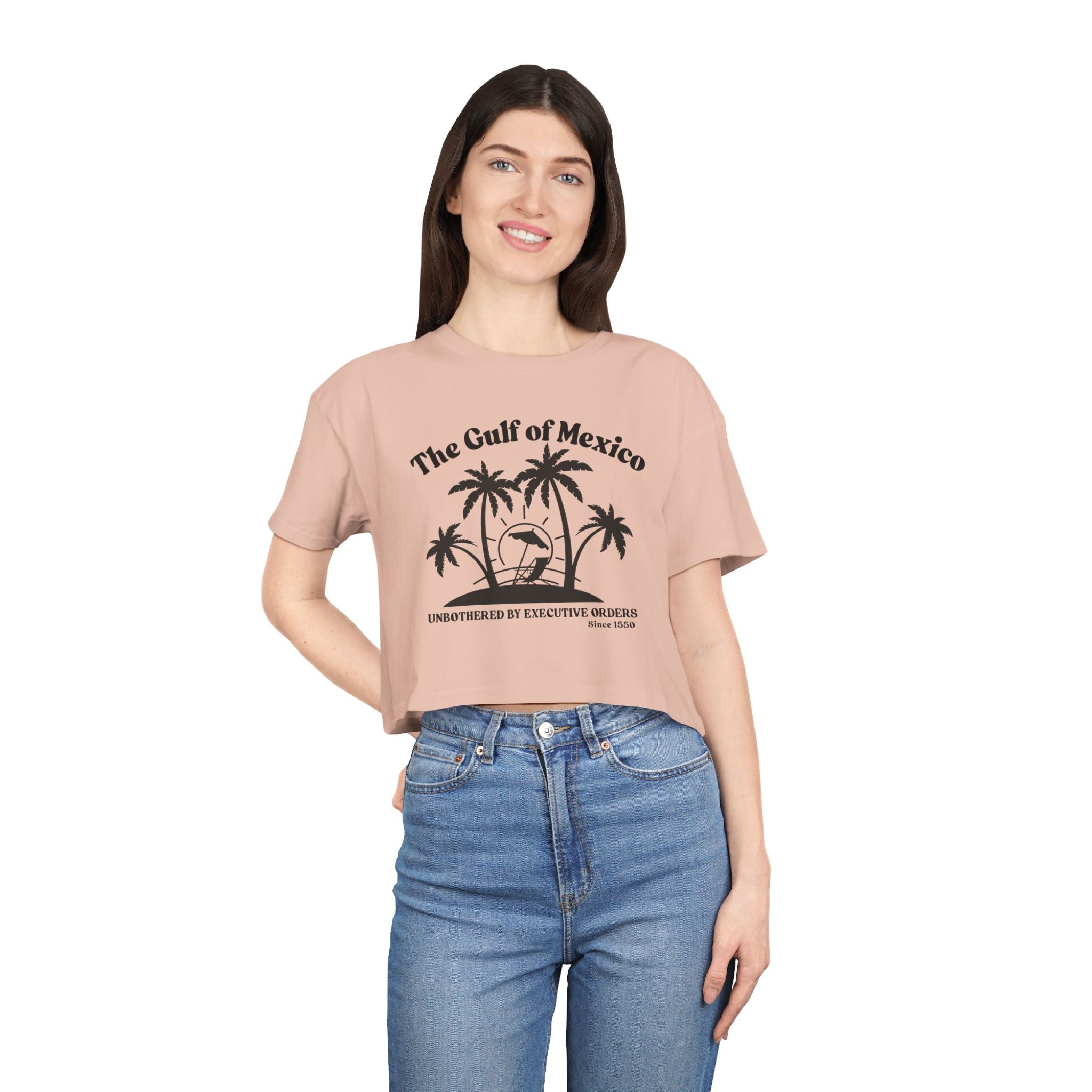 Gulf of Mexico Graphic Crop Tee,  Beachwear Gift for Her, Vacation Top, Gulf of Mexico T Shirt