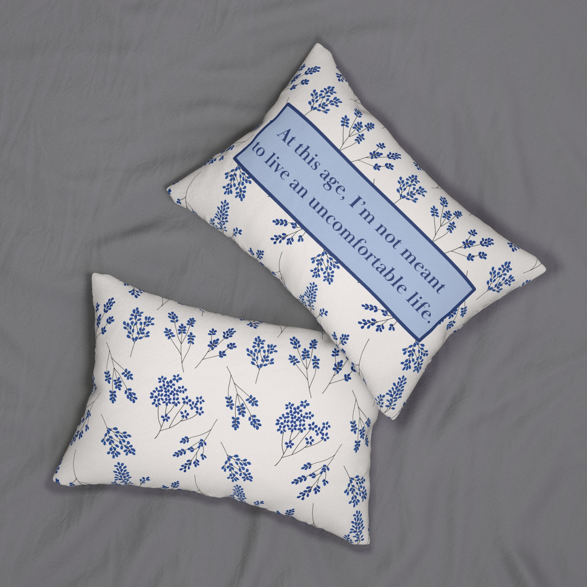 Quote Pillow Uncomfortable Life Quote White Lotus Blue Decorative Pillow 20 x 14